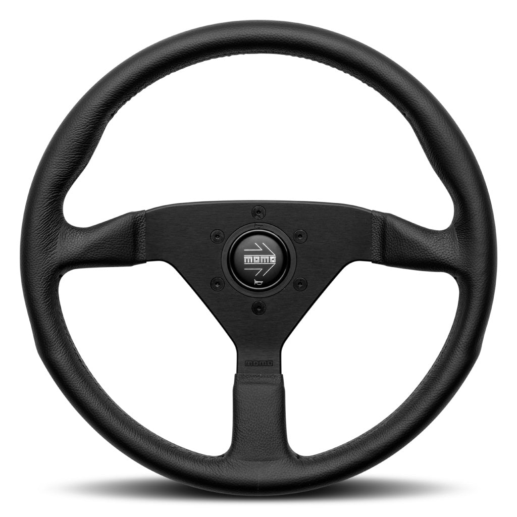 MOMO Montecarlo Steering Wheel - Black Leather Black Spokes 350mm