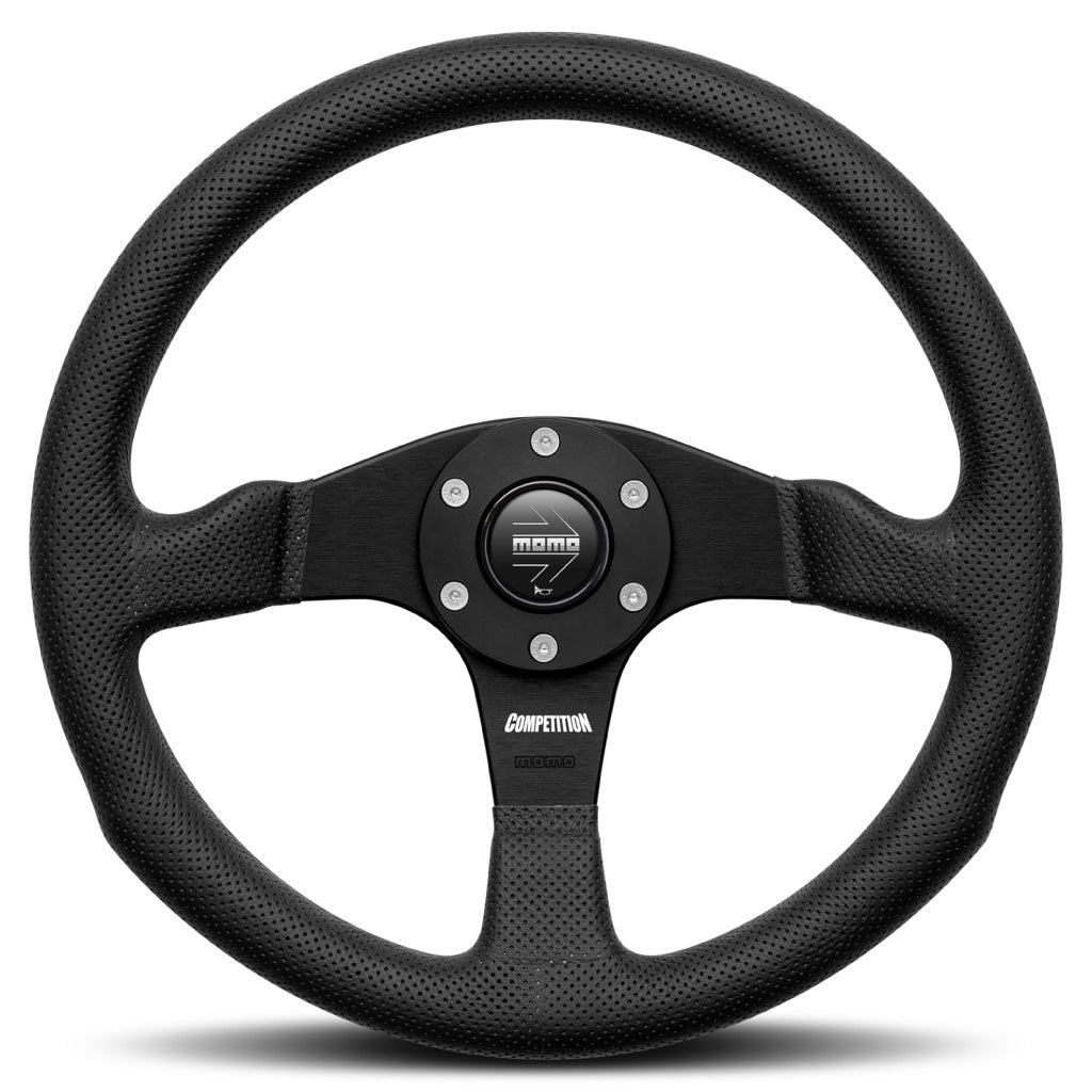 MOMO Competition Steering Wheel - Black Leather Black Spokes 350mm