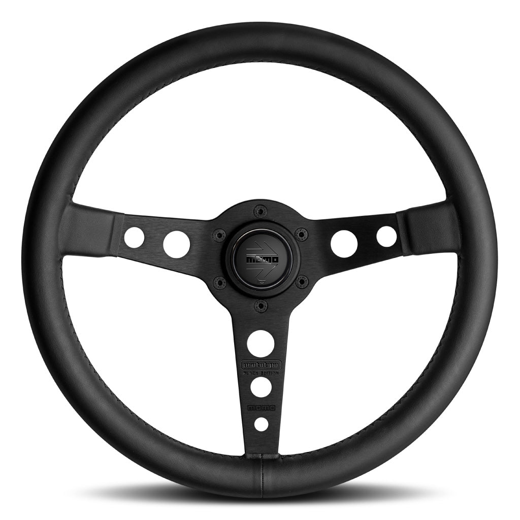 MOMO Prototipo Black Edition Steering Wheel - Black Leather Black Spok