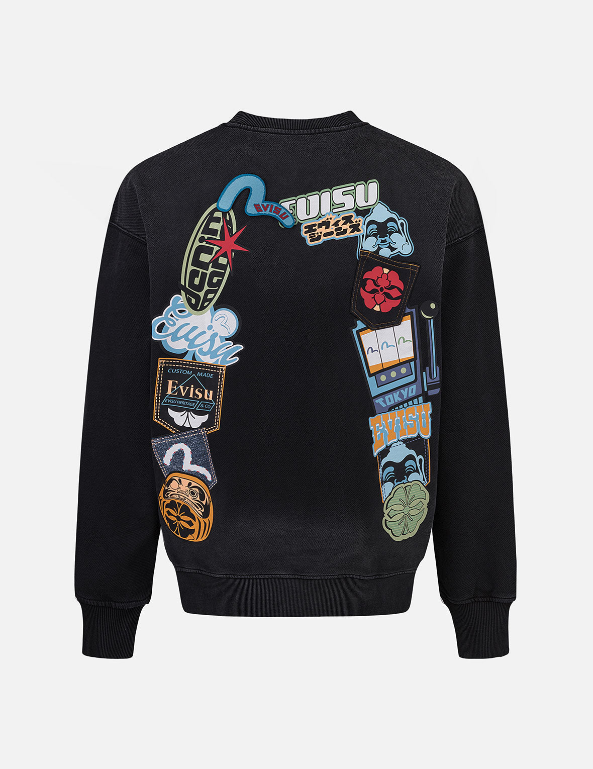 ウォッシュドカモメとロゴバッジ大黒プリントルーズフィットスウェット