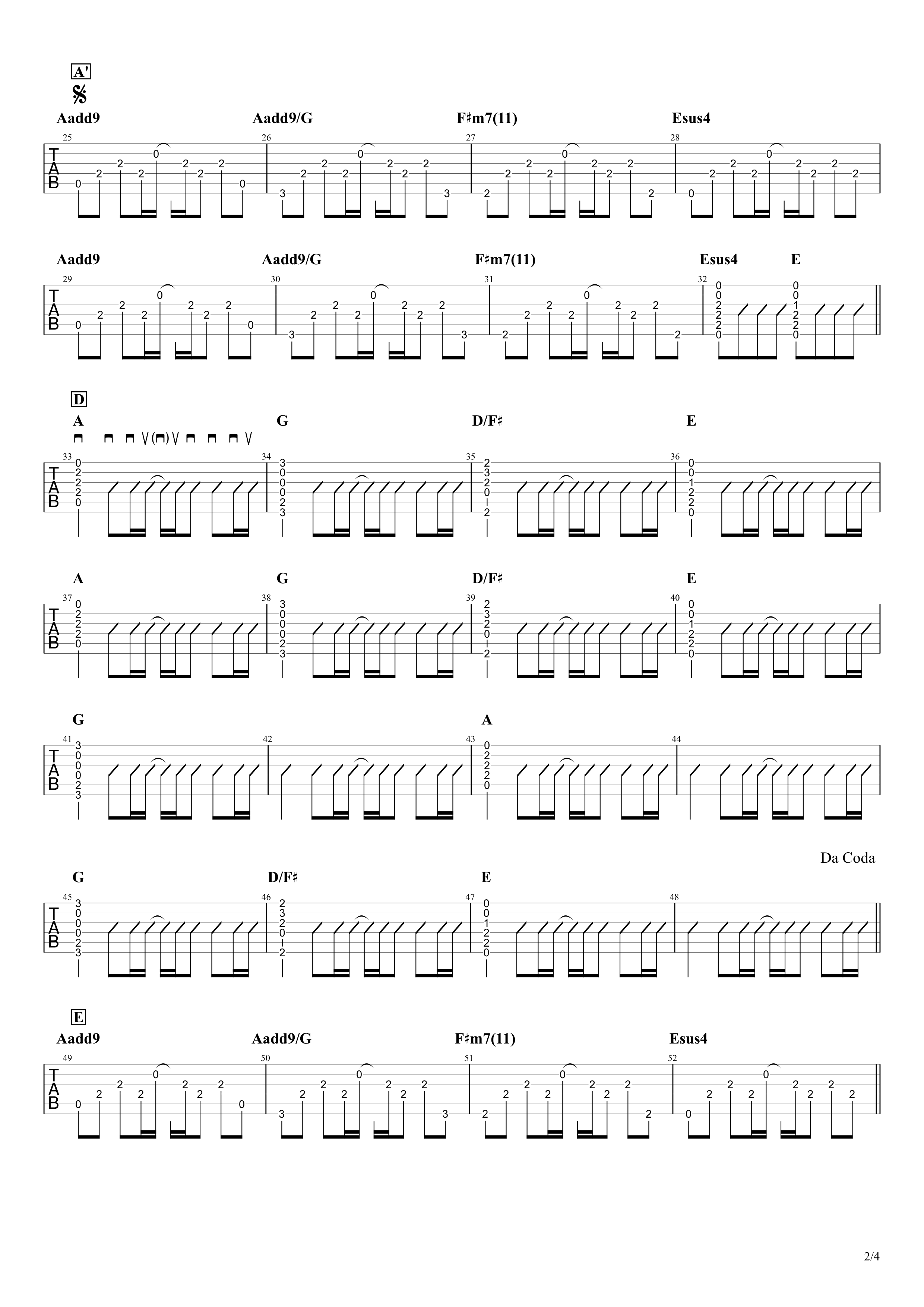 Shampagne Supernova／Oasis】無料ギターTAB譜｜コード＆アルペジオで