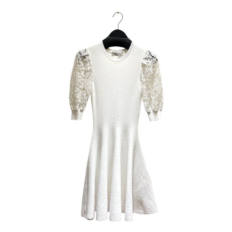 ヴァレンティノ VALENTINO レース切り替えフレアワンピース ホワイト