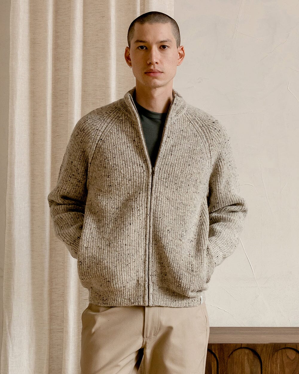 The Mens Fisherman Full Zip | 100% Merino Wool Knit Sweater