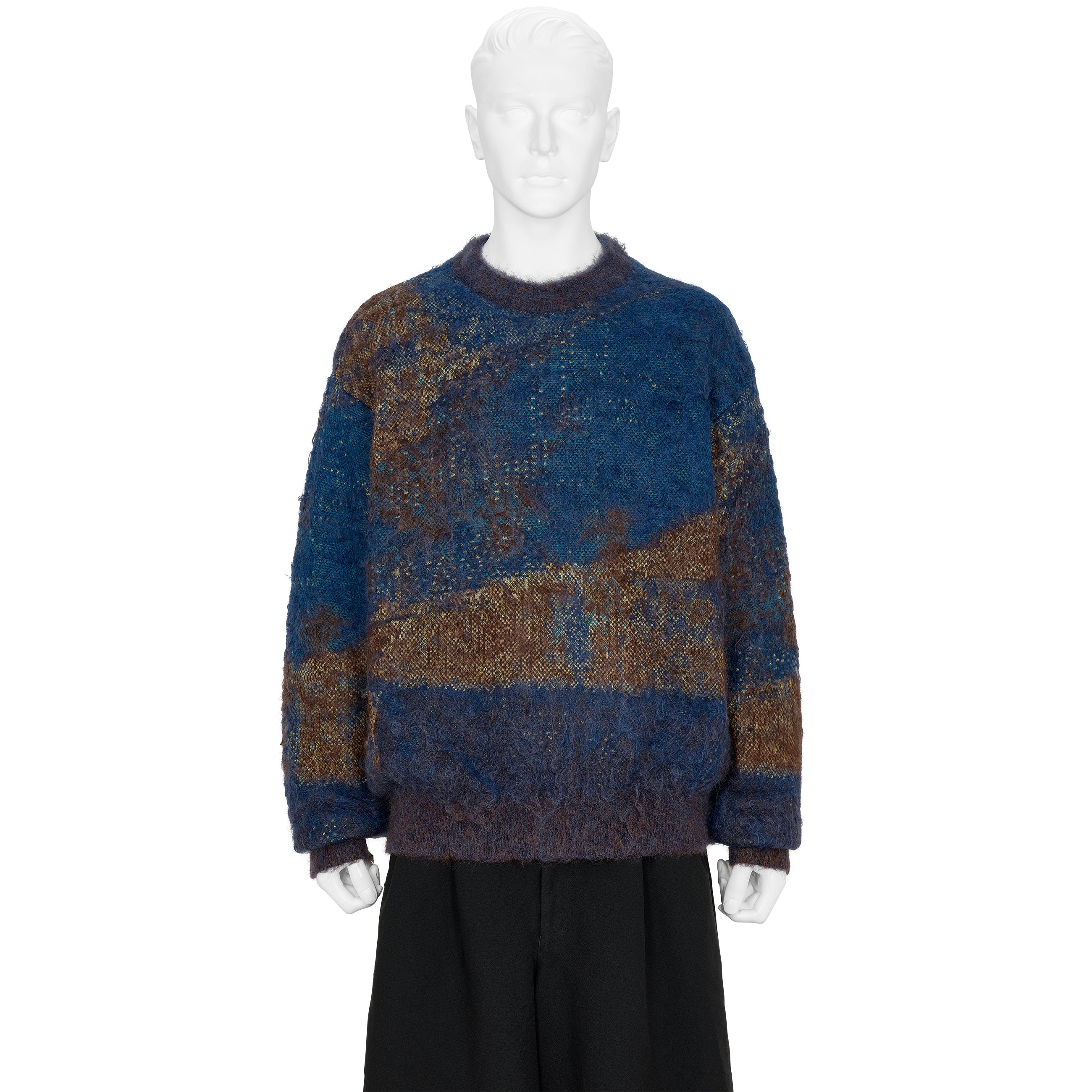 ABSTRACT JACQUARD MOHAIR SWEATER BLUE - YOKE(ヨーク) - TOPS