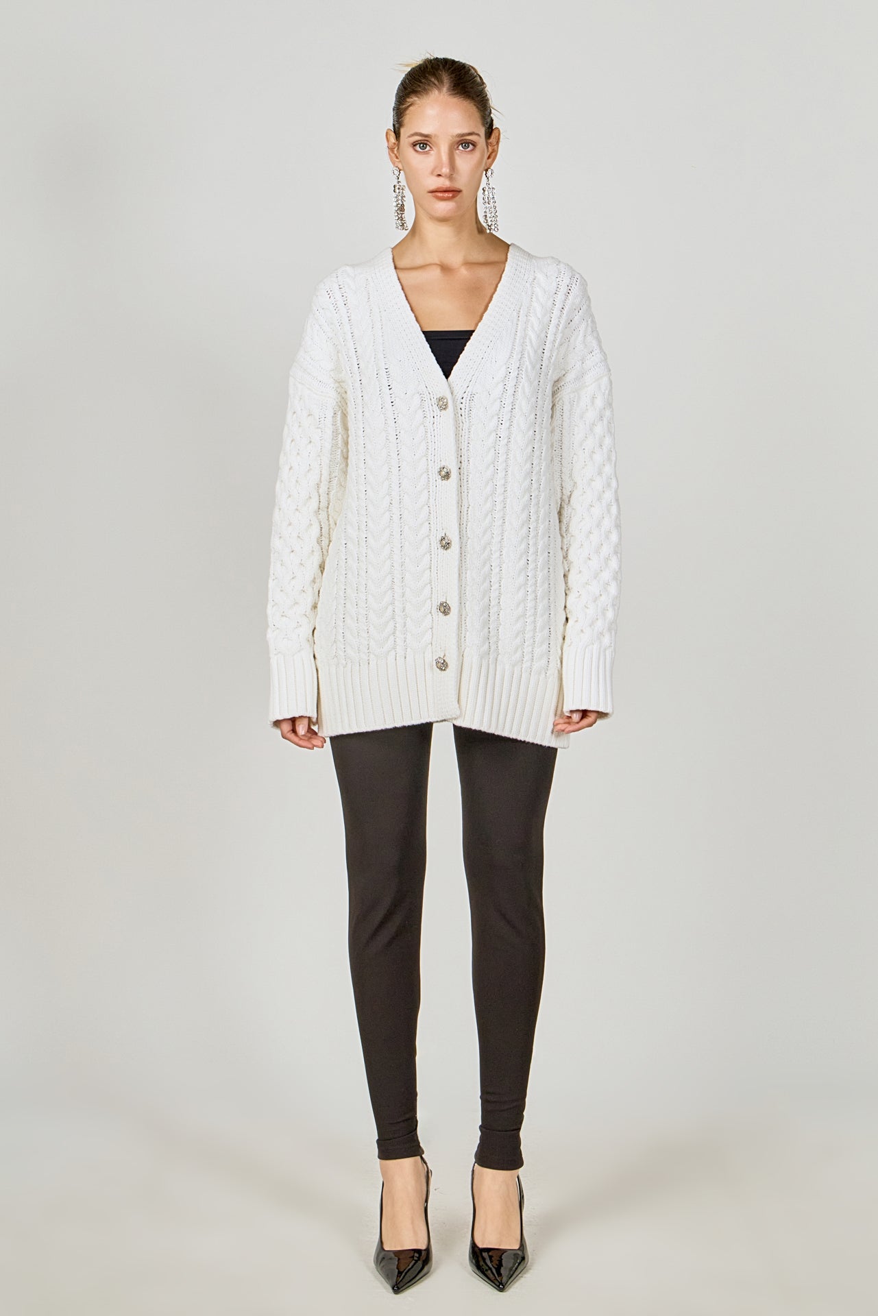Oversized Cable Knit Cardigan – Endless Rose