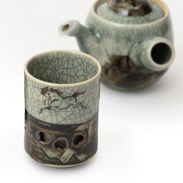 大堀相馬焼 松永窯 二重湯呑み2.2寸