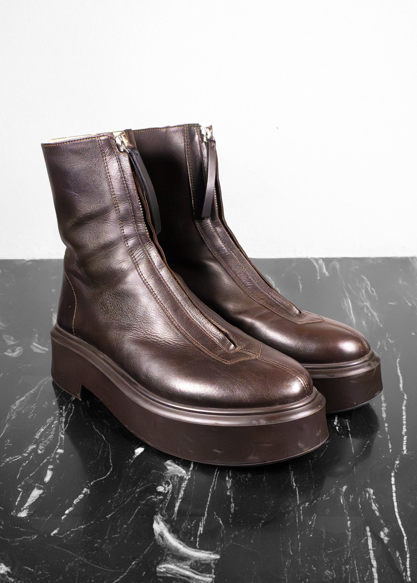 The Row Zipped 1 Leather Combat Boots – Fashion Full Circle