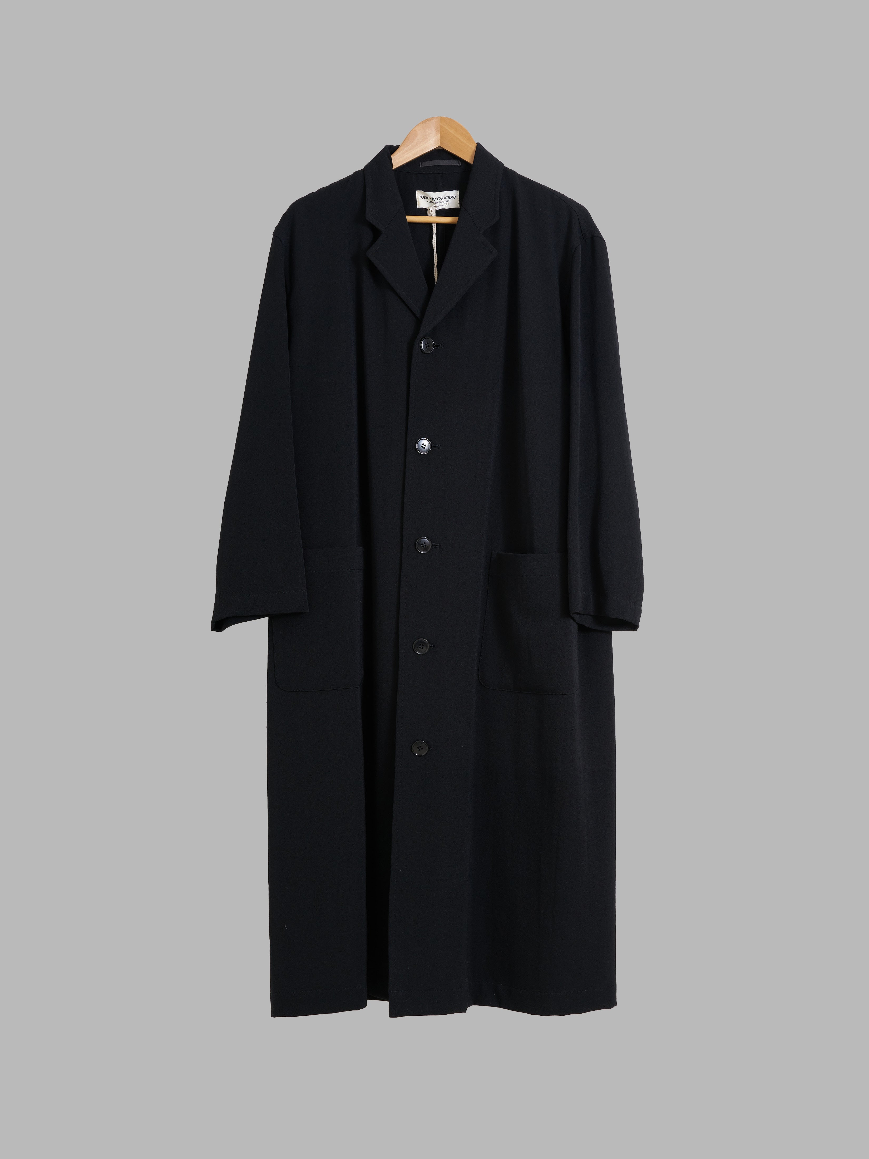 Robe de Chambre Comme des Garcons 1980s black wool full length