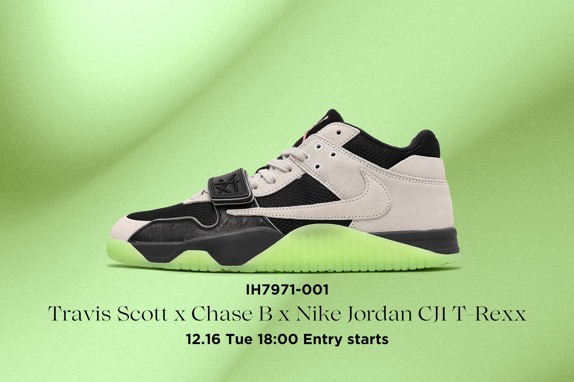 抽選販売のお知らせTravis Scott x Chase B x Nike Jordan CJ1 T-Rexx