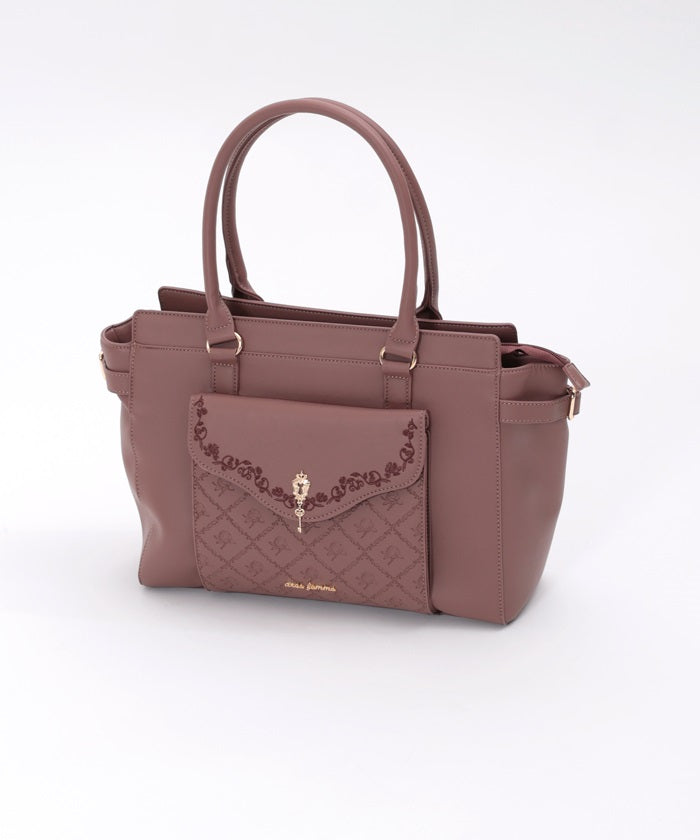 Key Motif Embossed A4 Tote – axes femme from JAPAN