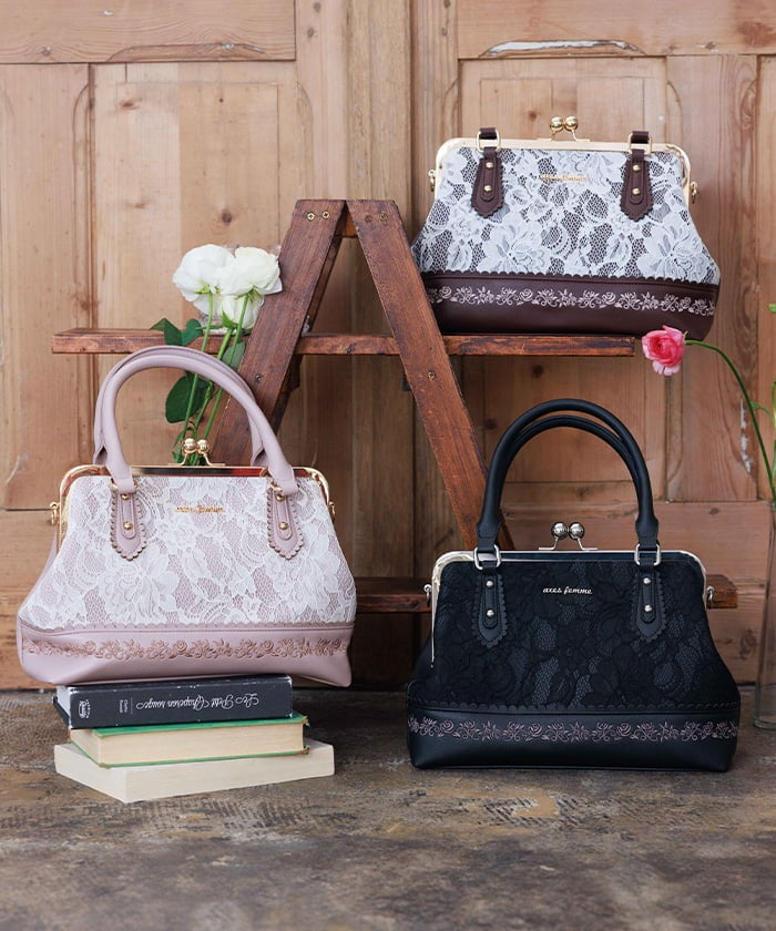 Lace Layered Clasp Boston Bag – axes femme from JAPAN