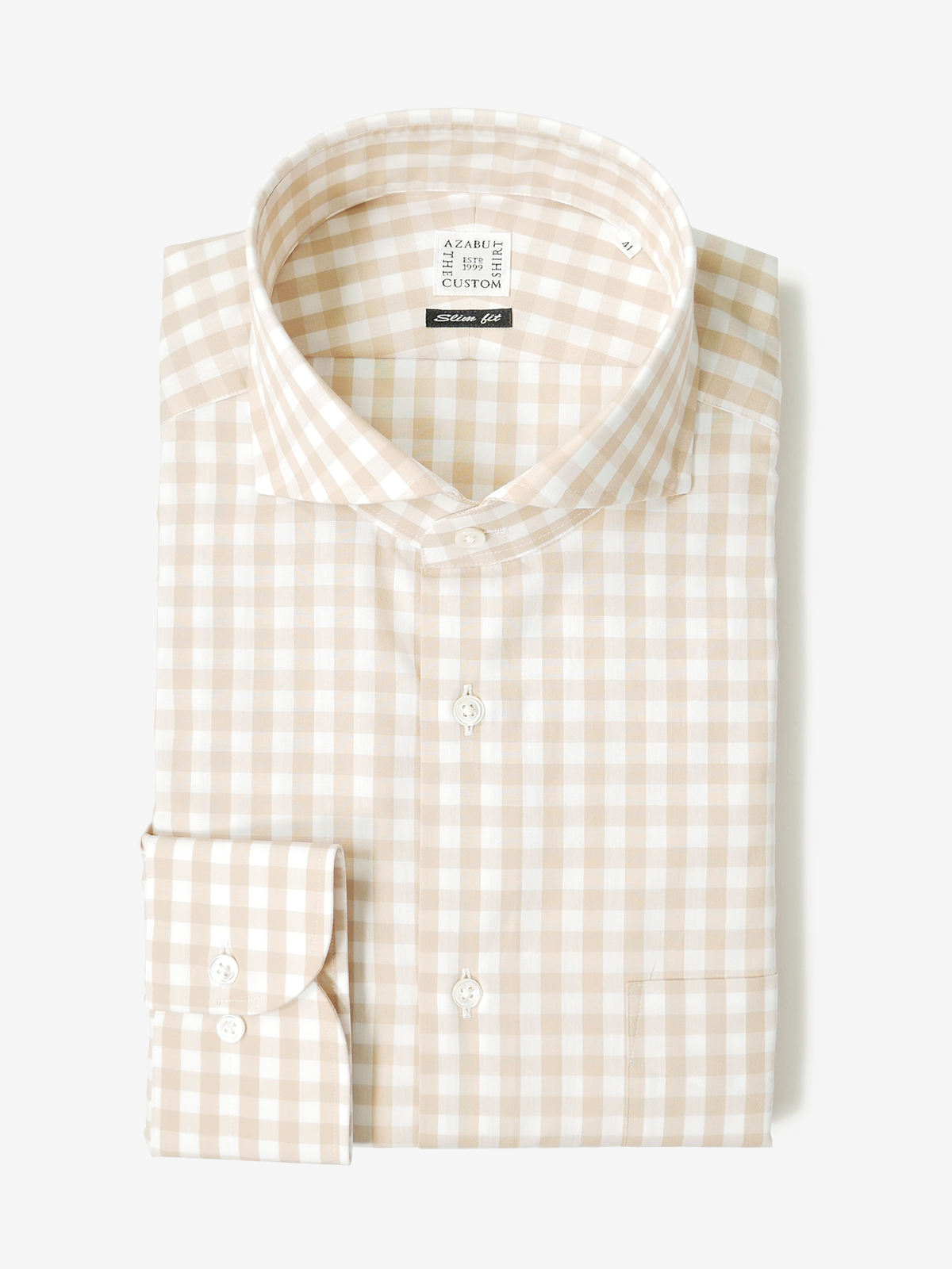 麻布 ザ・カスタムシャツ ｜ギンガムチェックシャツ｜ベージュ
