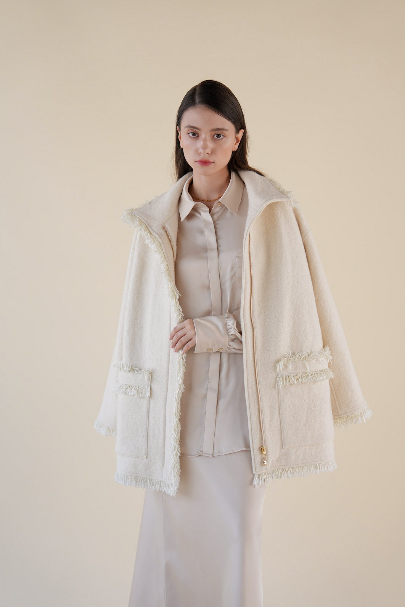 stand collar fringe coat – Acka online store