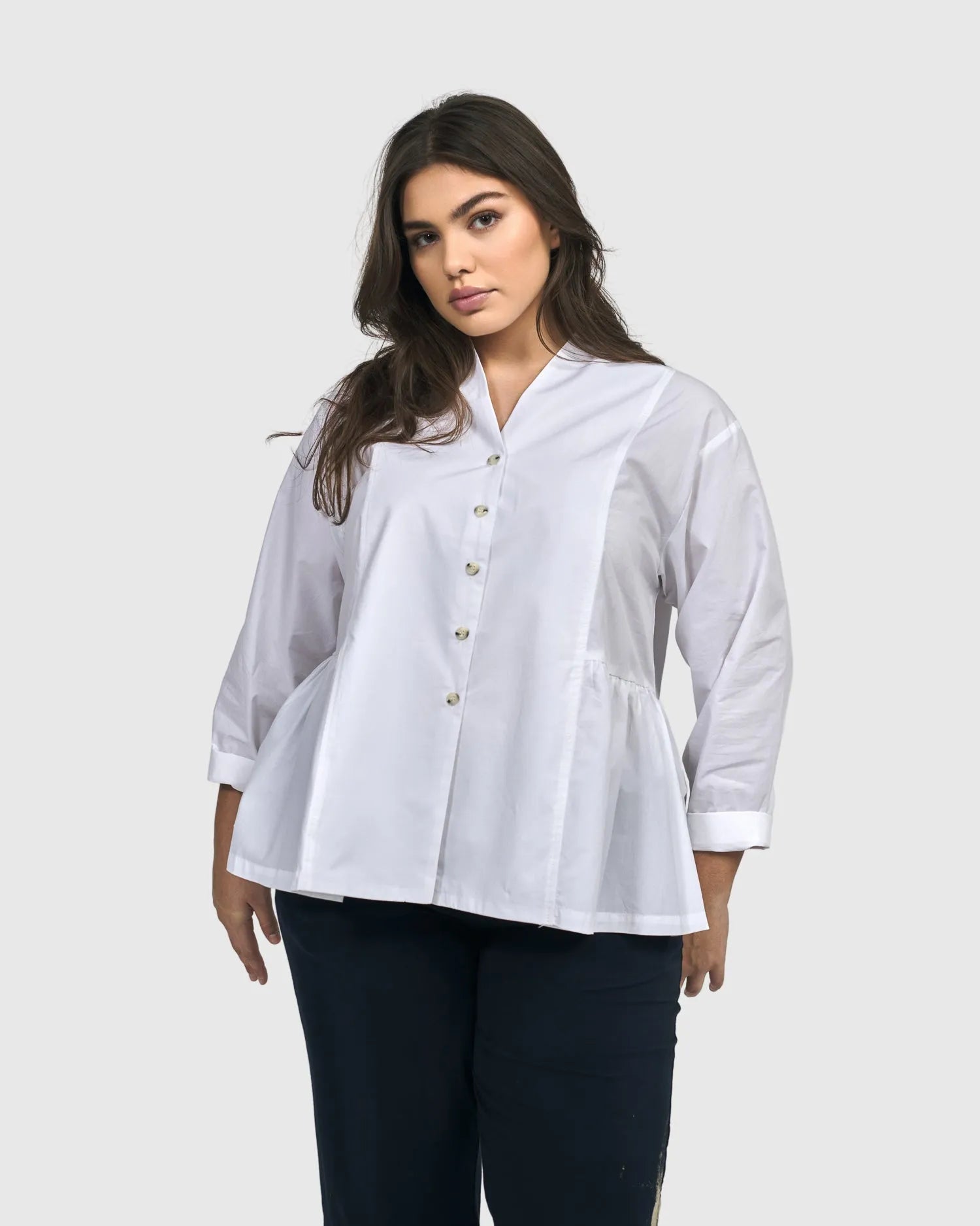 Addison Peplum Blouse, White – Alembika U.S.