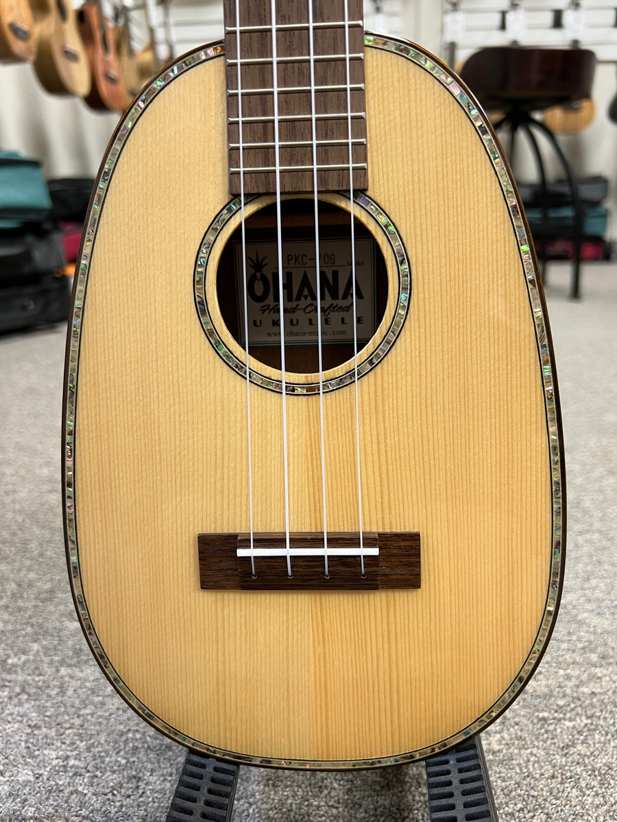OHANA PKC-70G Pineapple Concert Ukulele - Solid Spruce/Solid