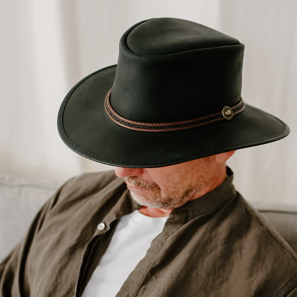 Midnight Rider | Mens Leather Outback Hat – American Hat Makers