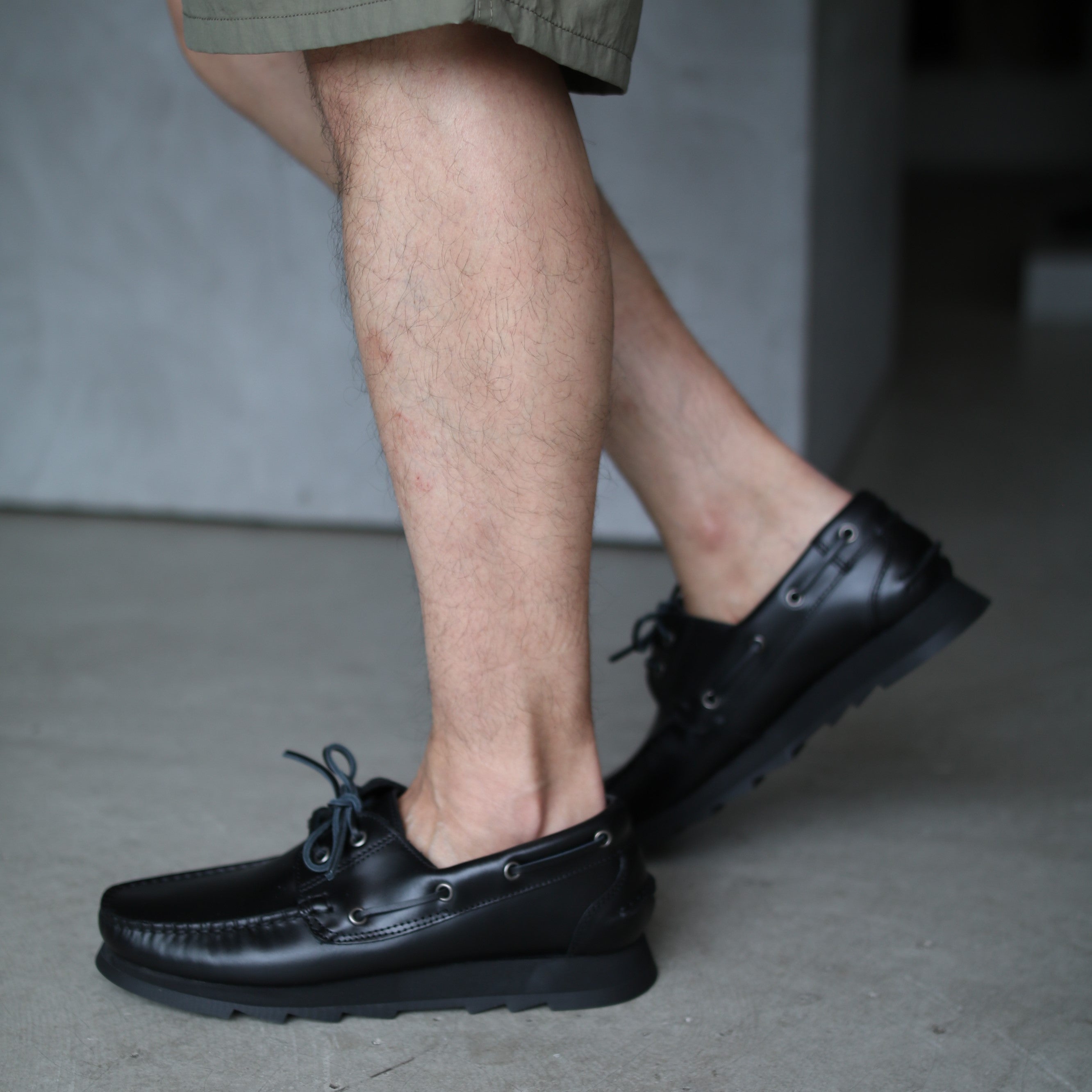 nonnative - OFFICER DECK SHOES COW LEATHER - BLACK – anemoscope