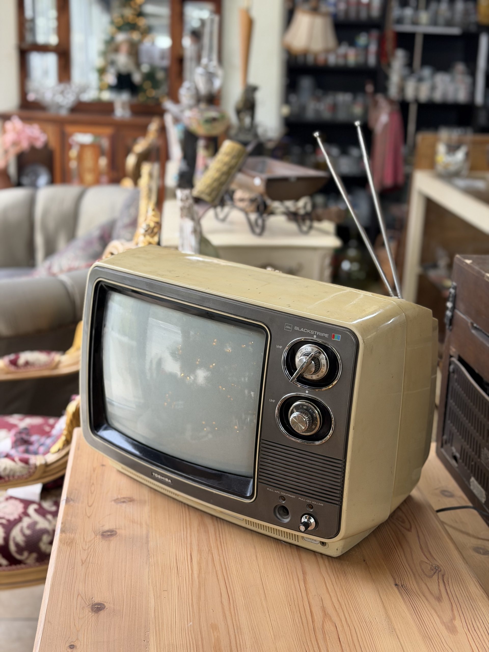 Vintage Toshiba Blackstripe Colour Television - Antiques Mall Cyprus