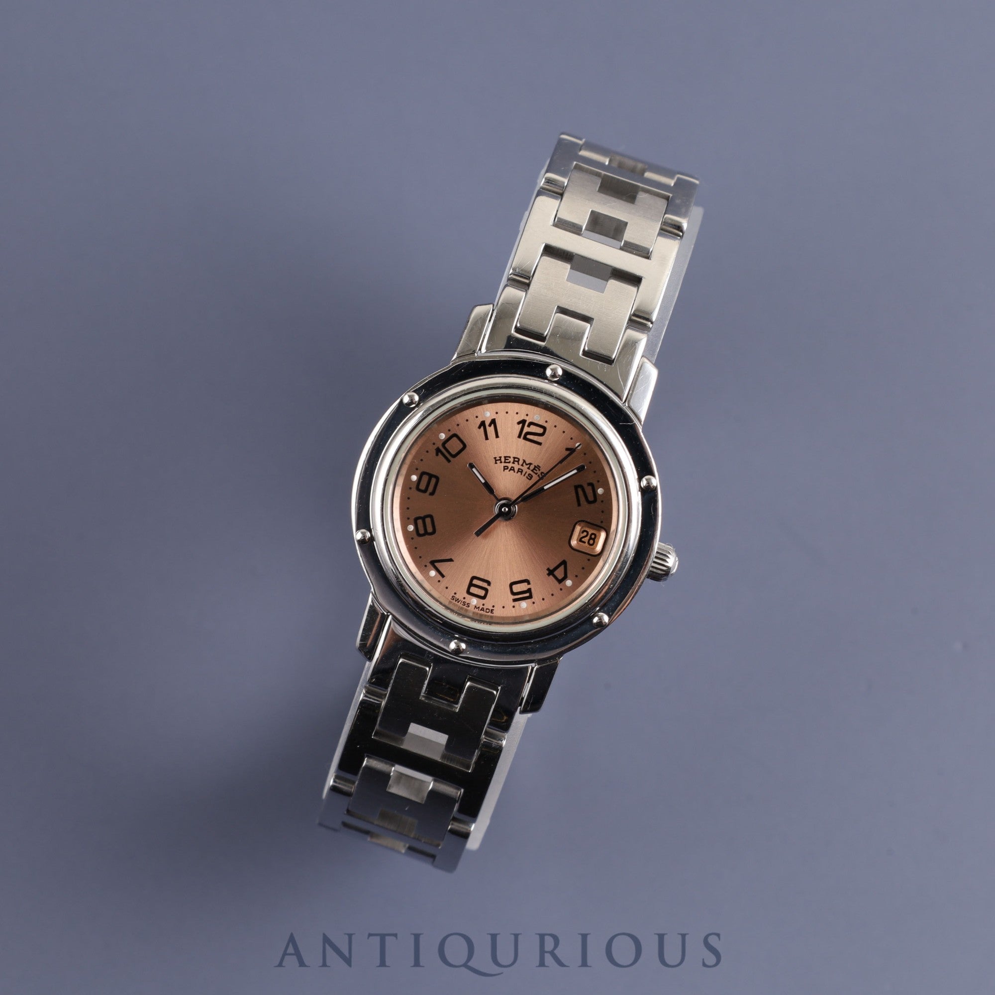 エルメス クリッパー CL4.210 クォーツ SS SS ピンク文字盤 23.8mm