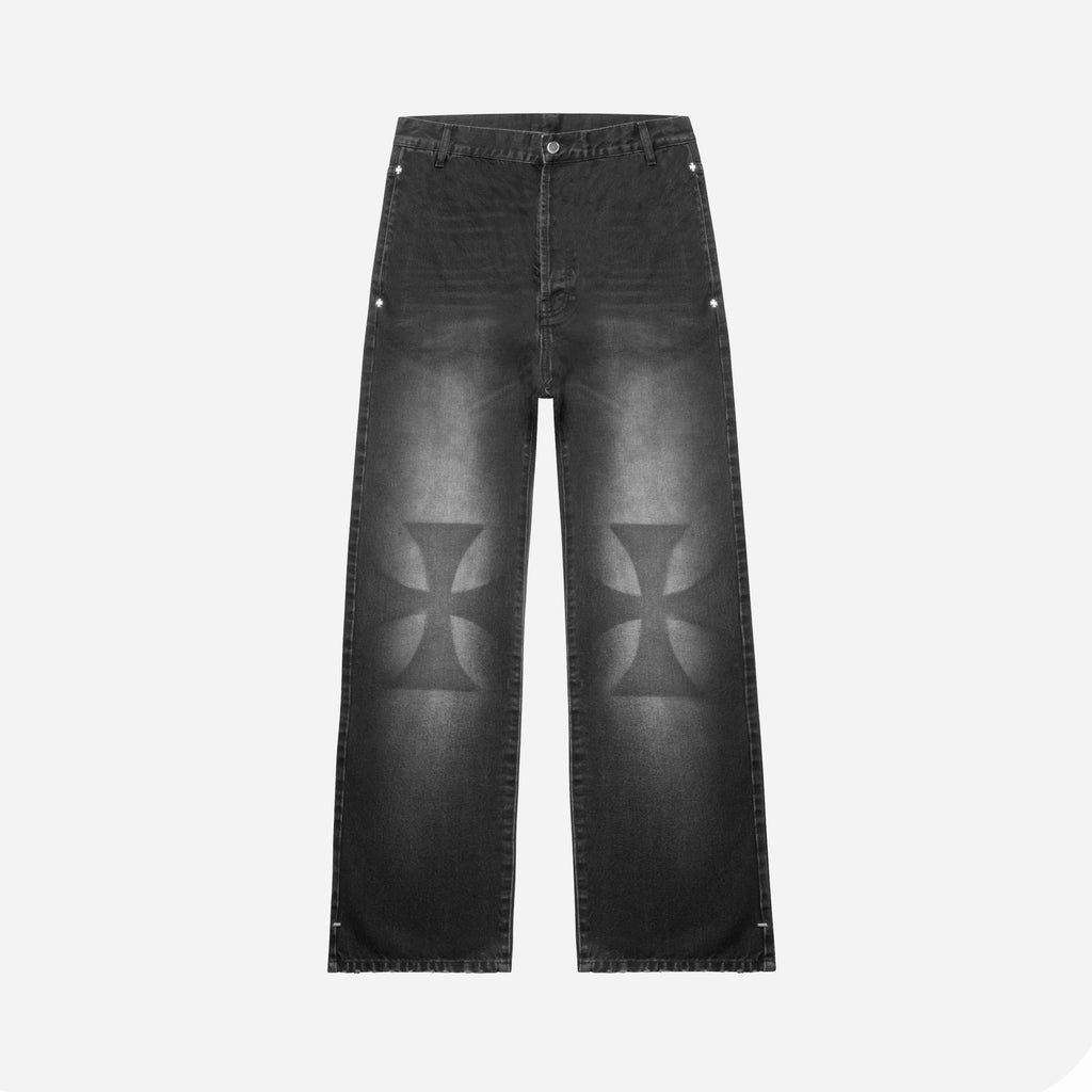 CROSS PATCH BAGGY JEANS - ASKYURSELF