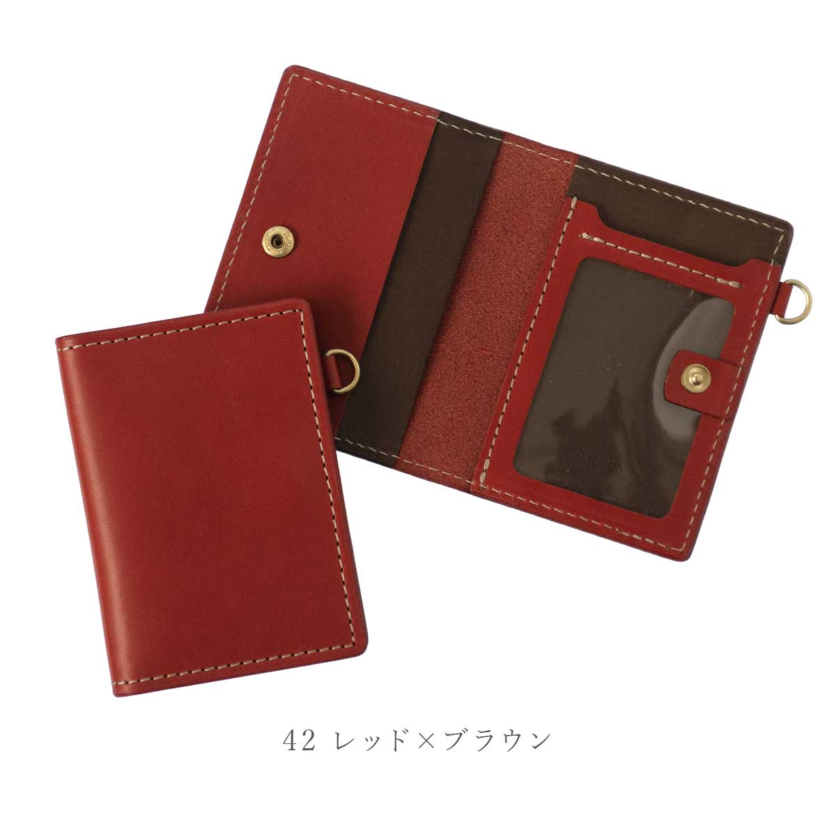 本革製 二つ折り定期入れ「Fun ブック型カジュアルパスケース・カード