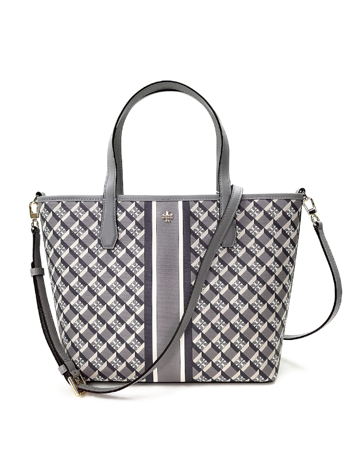 Tory Burch Geo Logo Mini Top Zip Tote Gray – Balilene