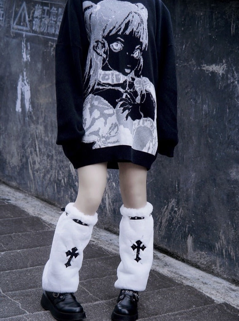 クロススタッズベルトエコファーサブカルレッグウォーマー – Belchic