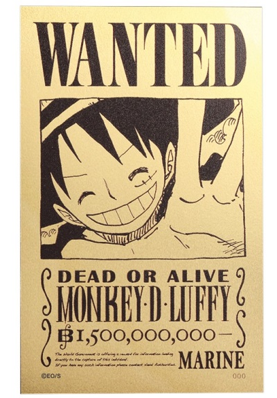 純金製ルフィの手配書カード（ガラスフレーム付き） 発売｜LOGPIECE