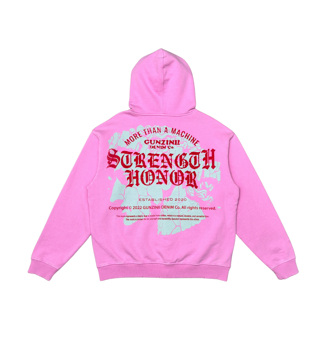 GUNZINII STRENGTH & HONOR ZIP CROP HOODIE – BLUE CITY NYC