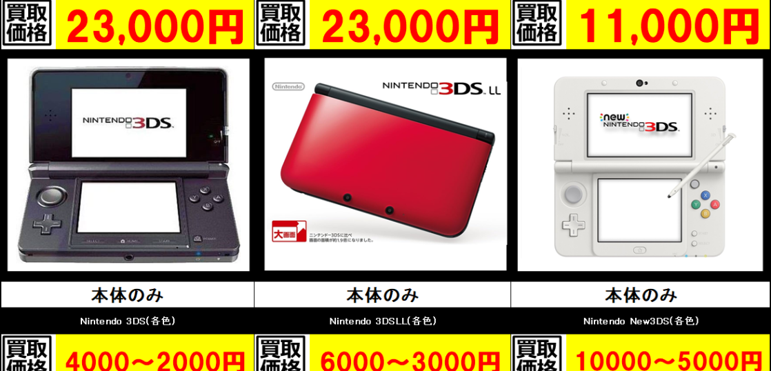 switch・3DS系ゲーム機の高価表作成しました！ | トレカ、マンガ