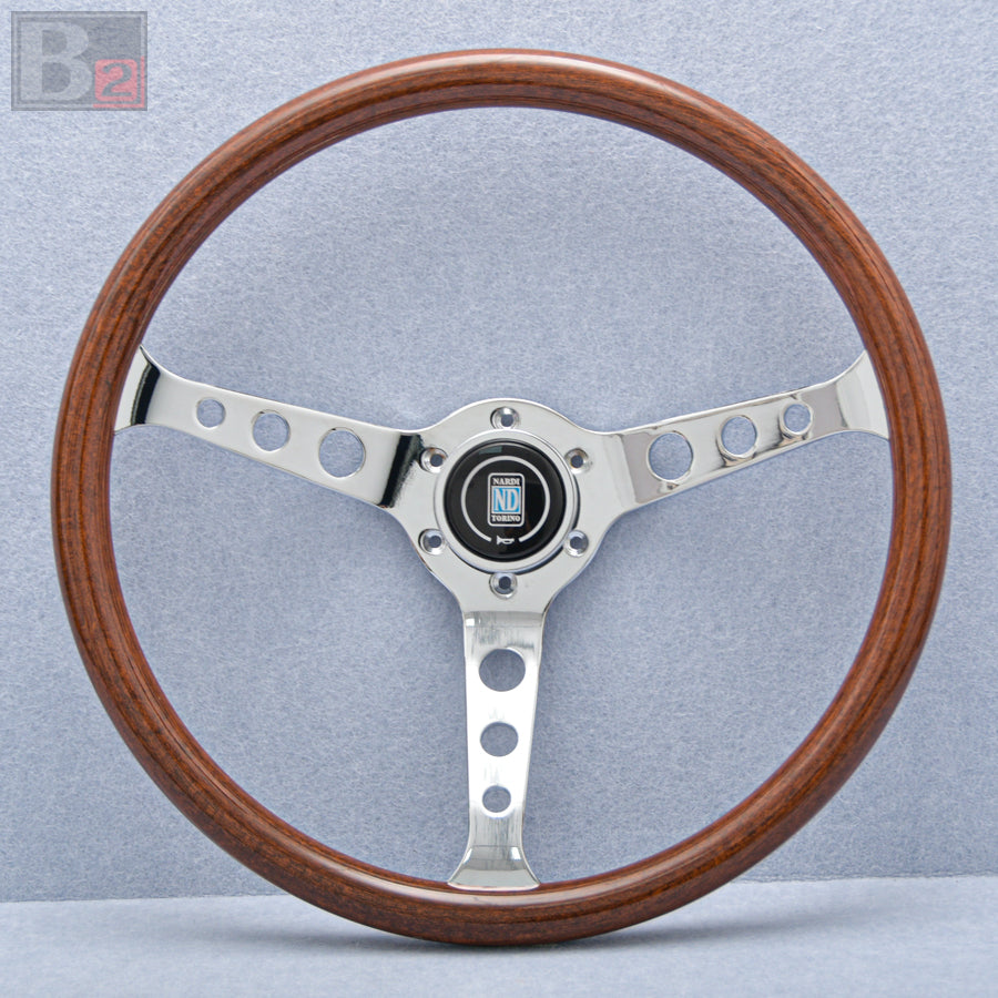 Nardi Classic 380mm Steering Wheel Mahogany Wood with Chrome