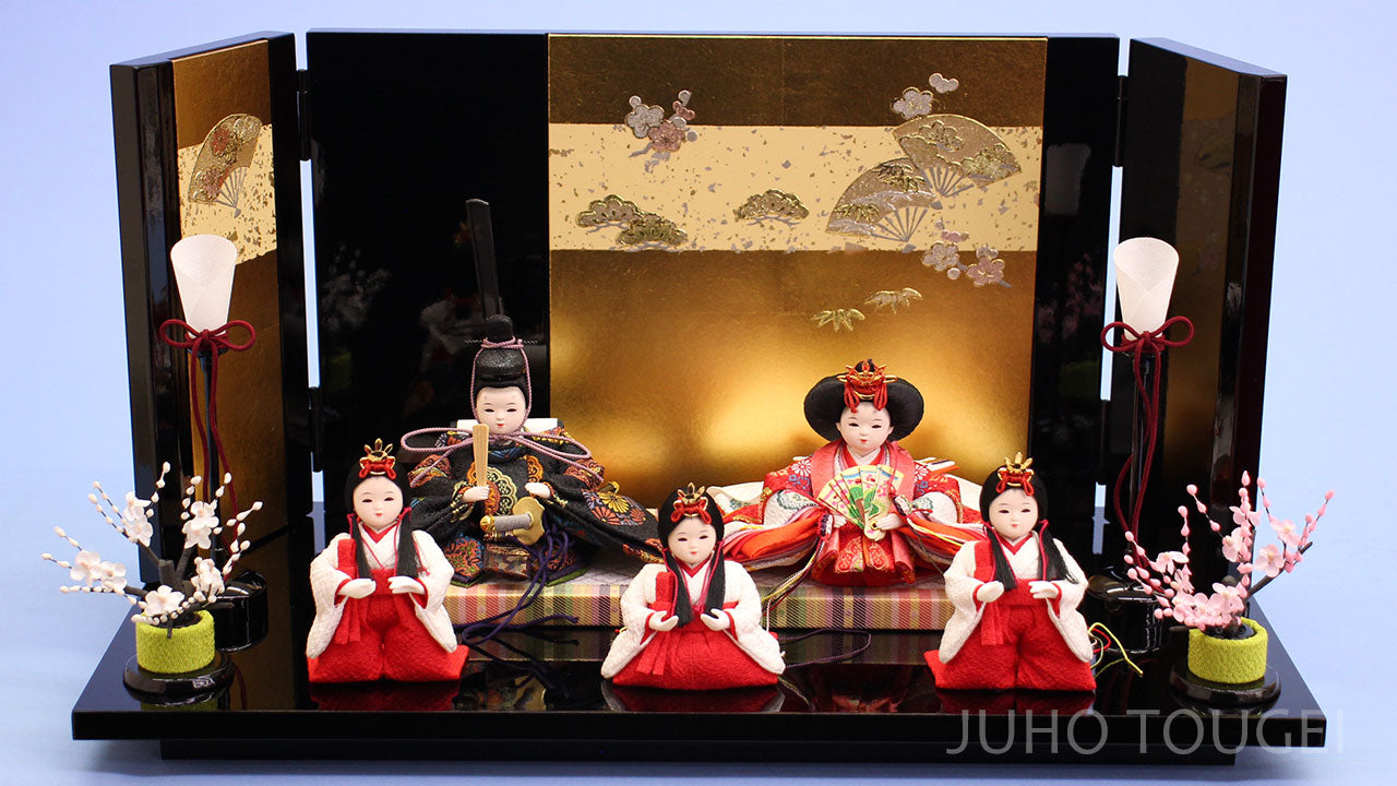 雛人形 平飾り 幅45cm｜まめびな五人飾り 春風 – 寿鳳人形の東芸