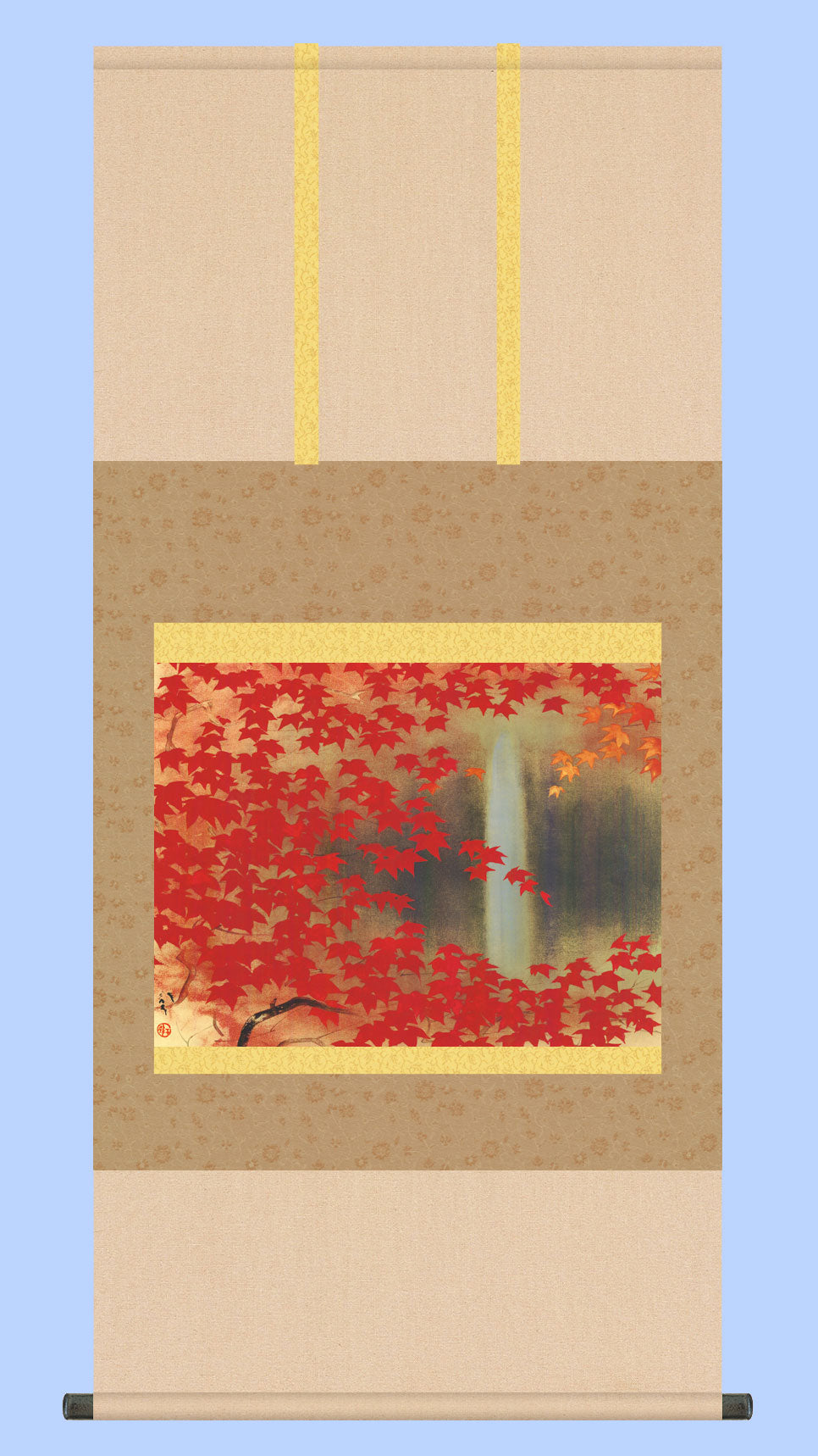 花鳥画掛け軸 滝に紅葉 川端龍子(名画複製画) – 寿鳳人形の東芸