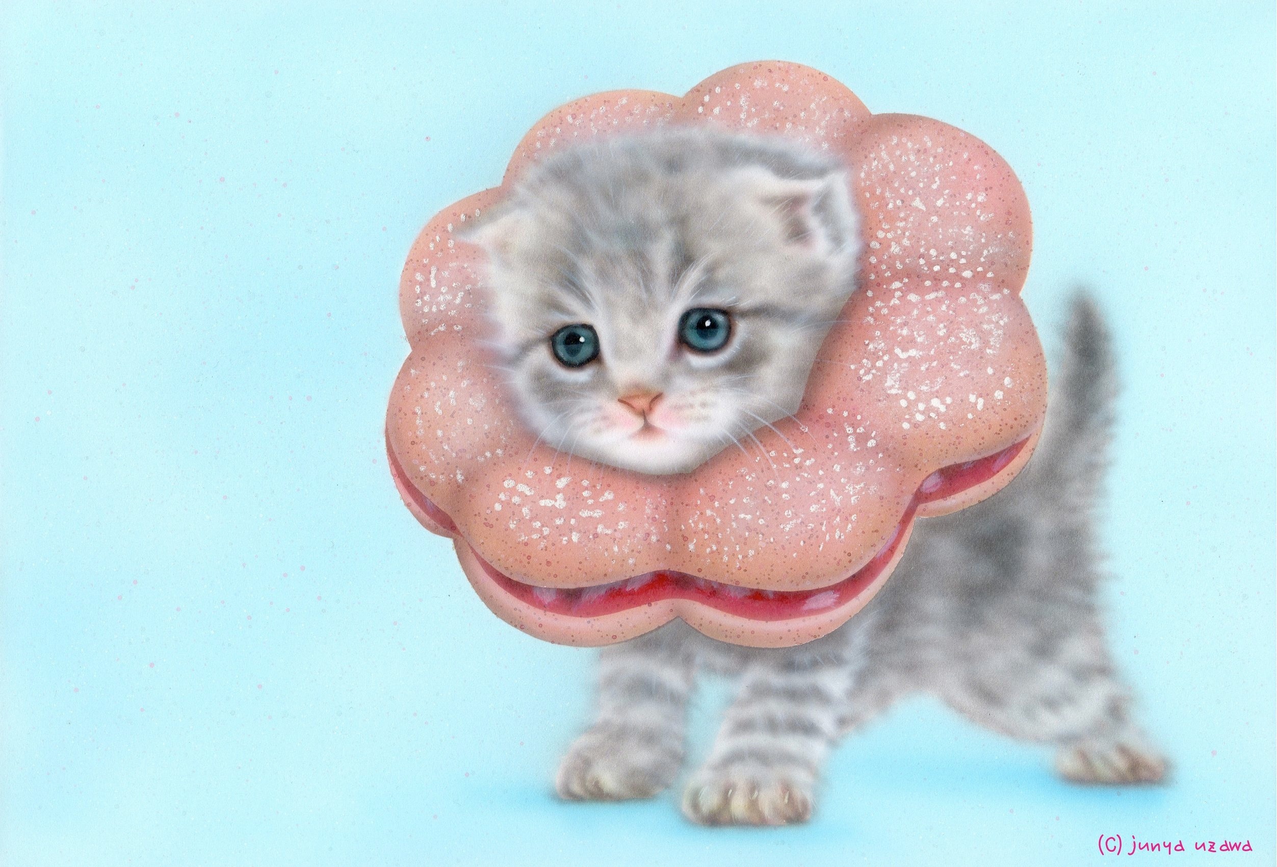 リアリズム絵画／動物の絵（動物イラスト）／子猫の絵／萌獣／ポンデ