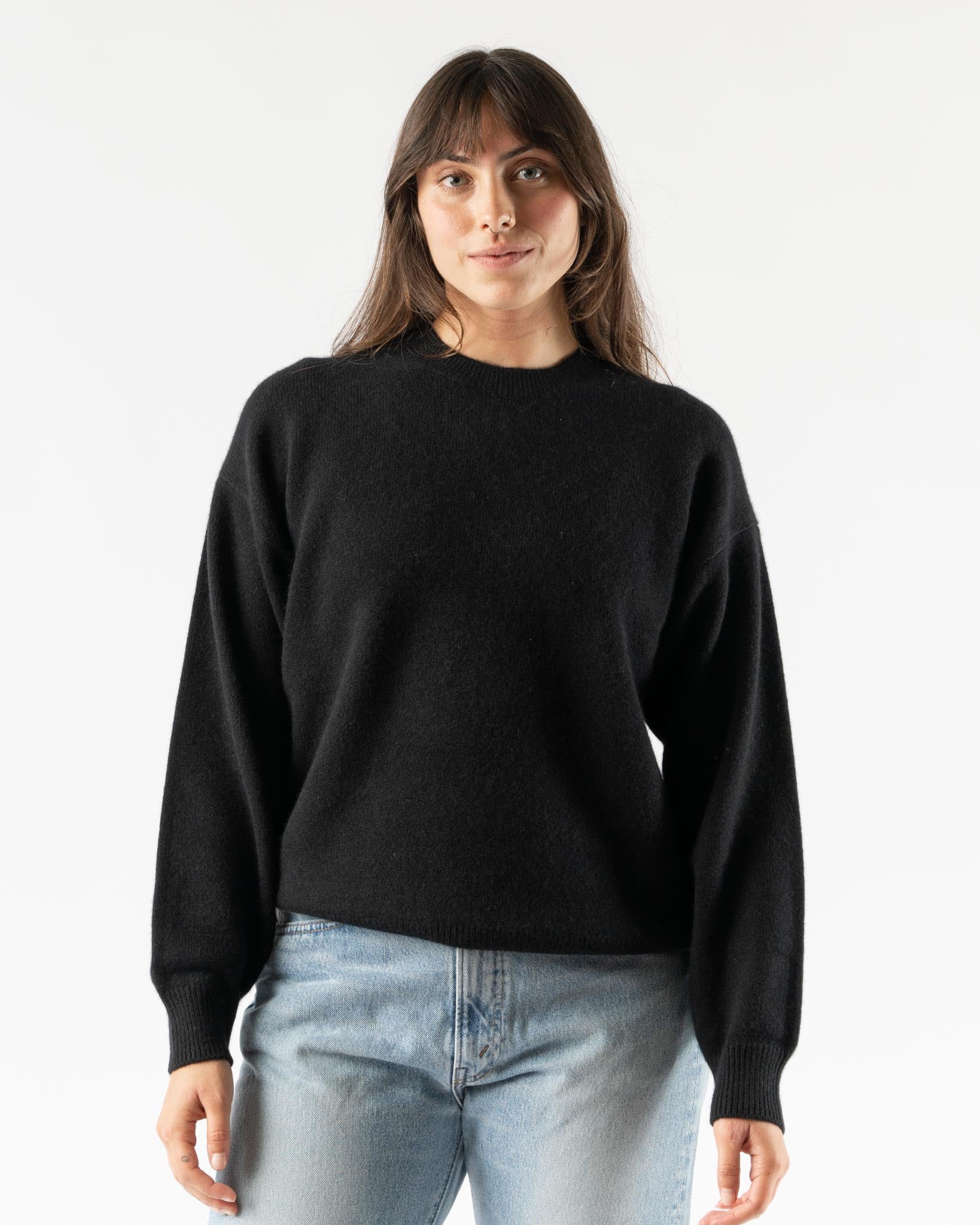 Auralee Baby Cashmere Knit Pull Over in Top Black Curated at Jake