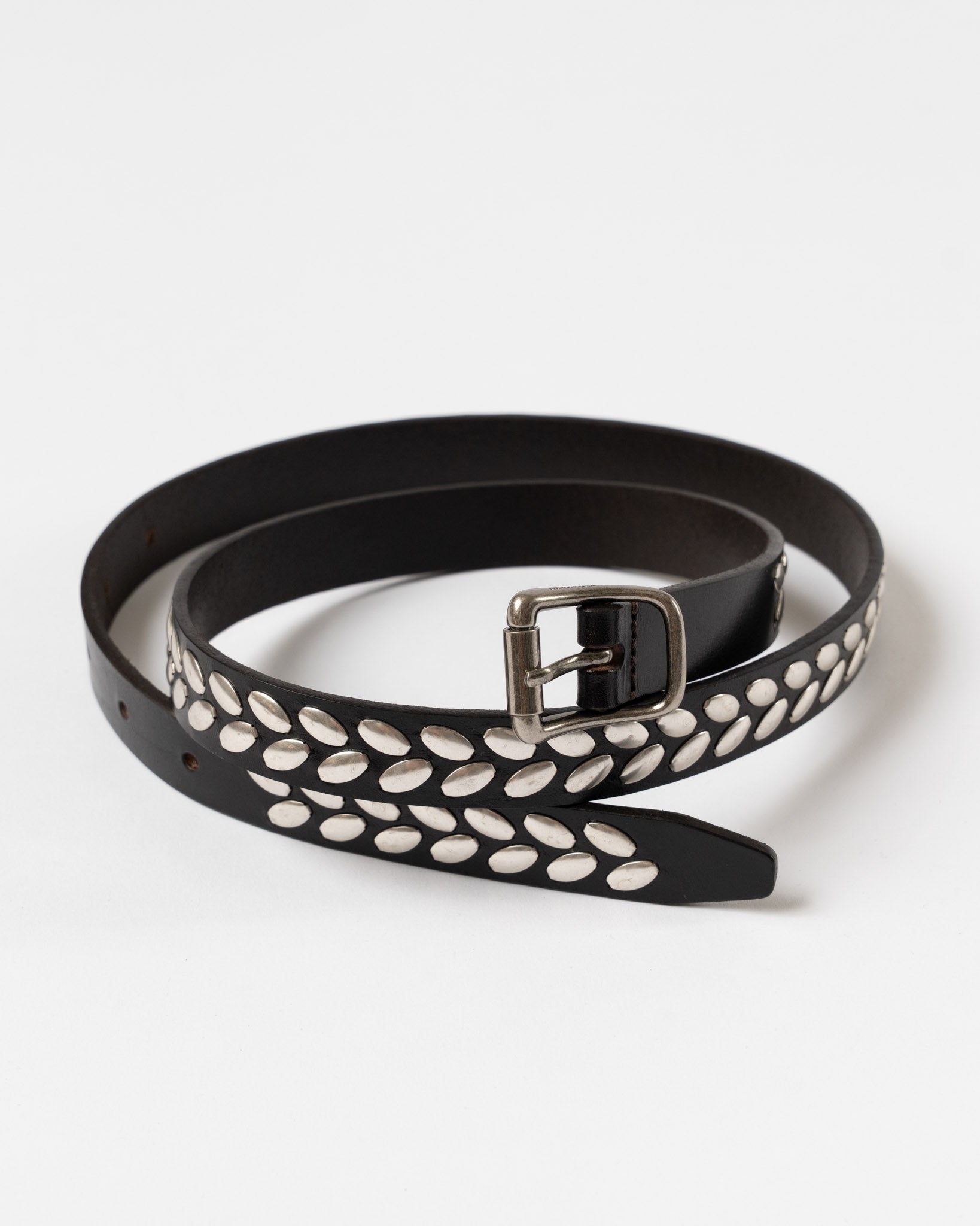 Lemaire Almond Stud Belt 20 in Dark Brown Curated at Jake and Jones