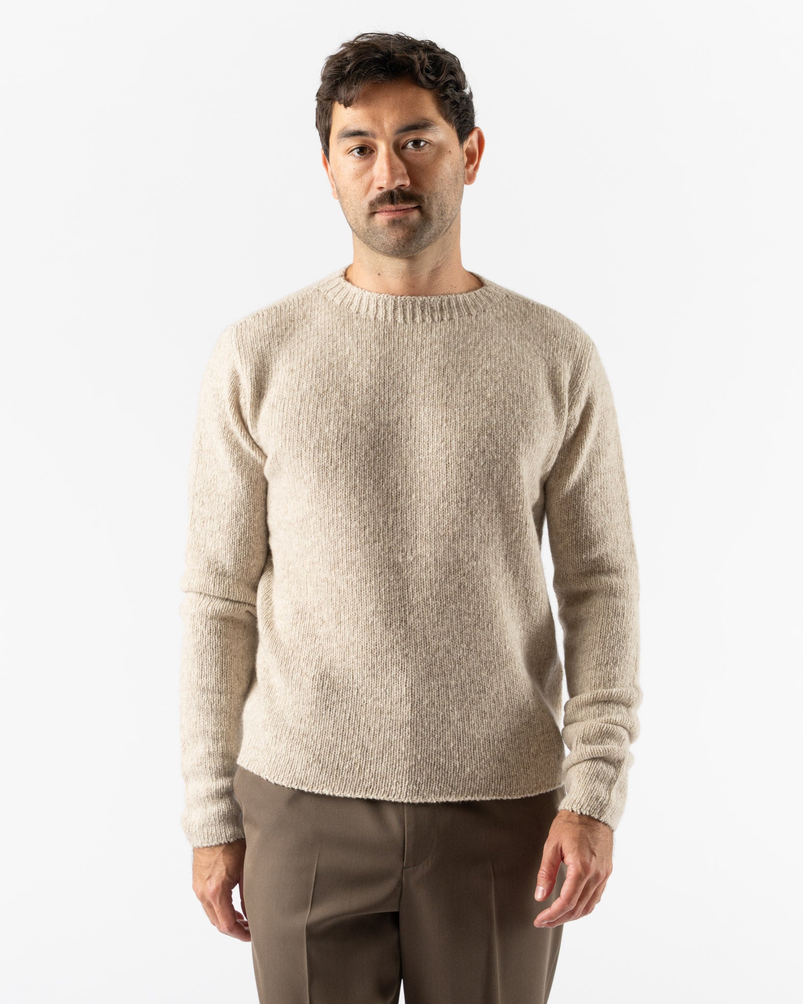 Auralee Cashmere Melange Knit Pullover in Top Gray Beige Curated