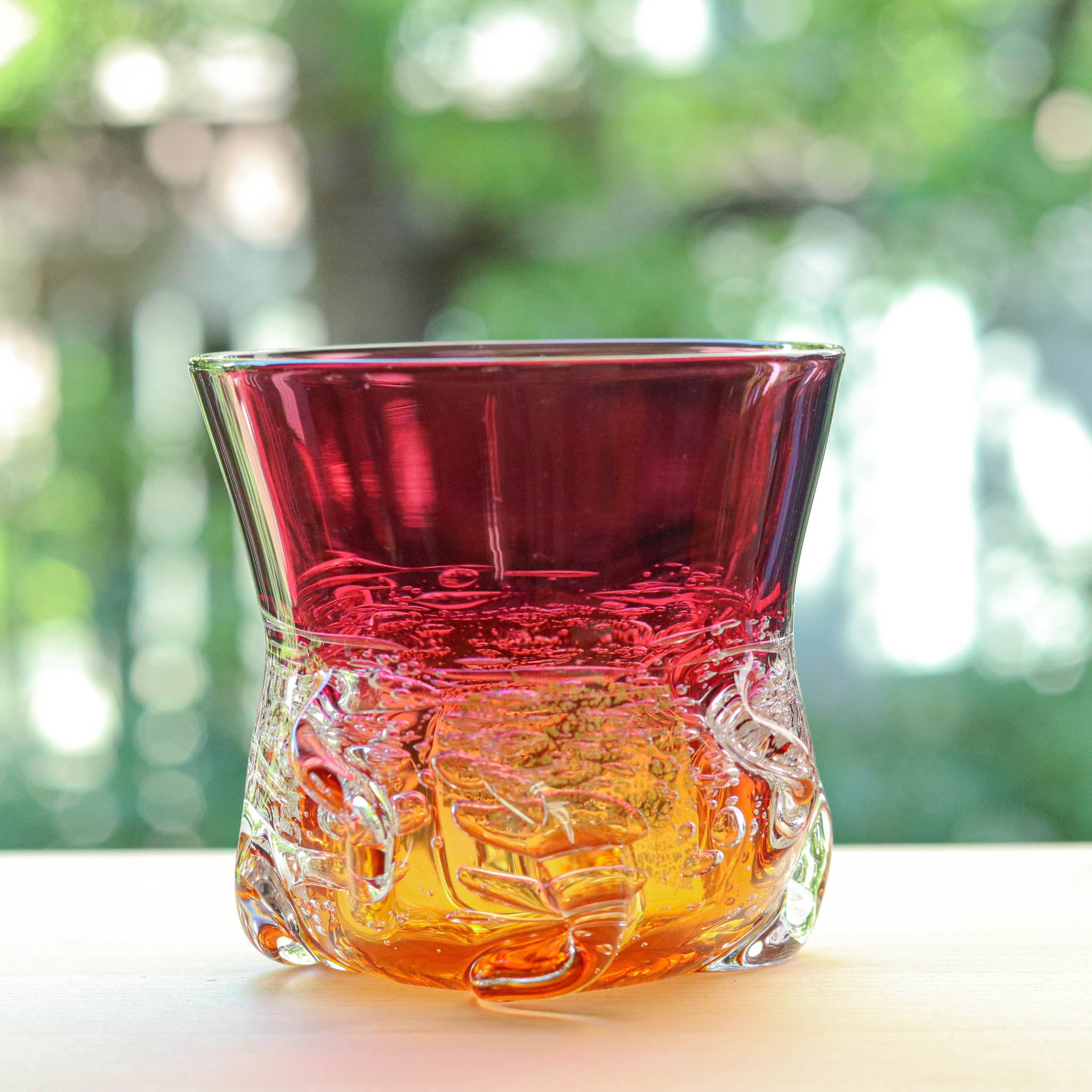 綾ガラス グラス | Jewelry Ice 氷の宝石 | 金赤 アンバー | グラスアート
