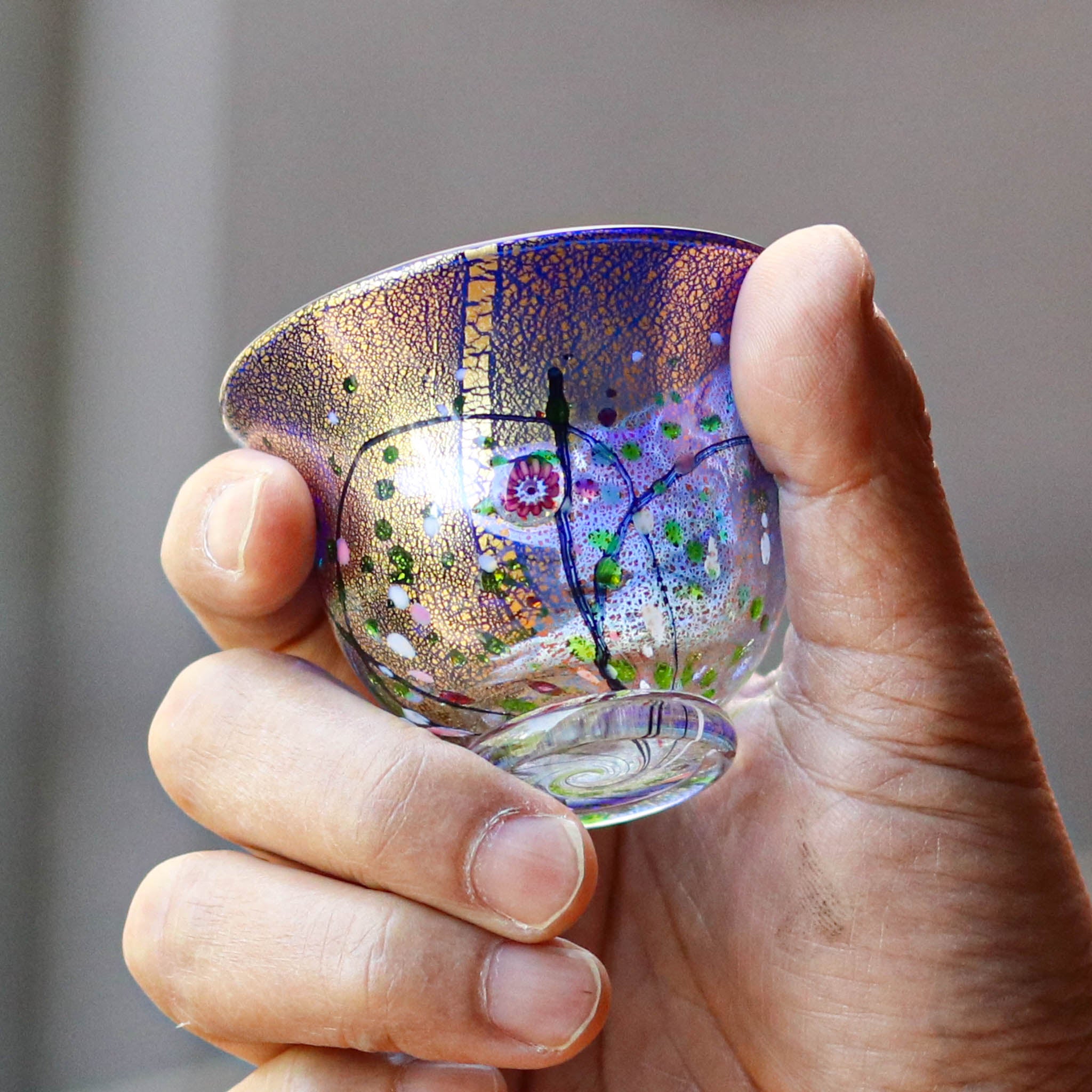 綾ガラス 酒器 | 光琳 雅 ぐい呑み | コバルトブルー | グラスアート黒木