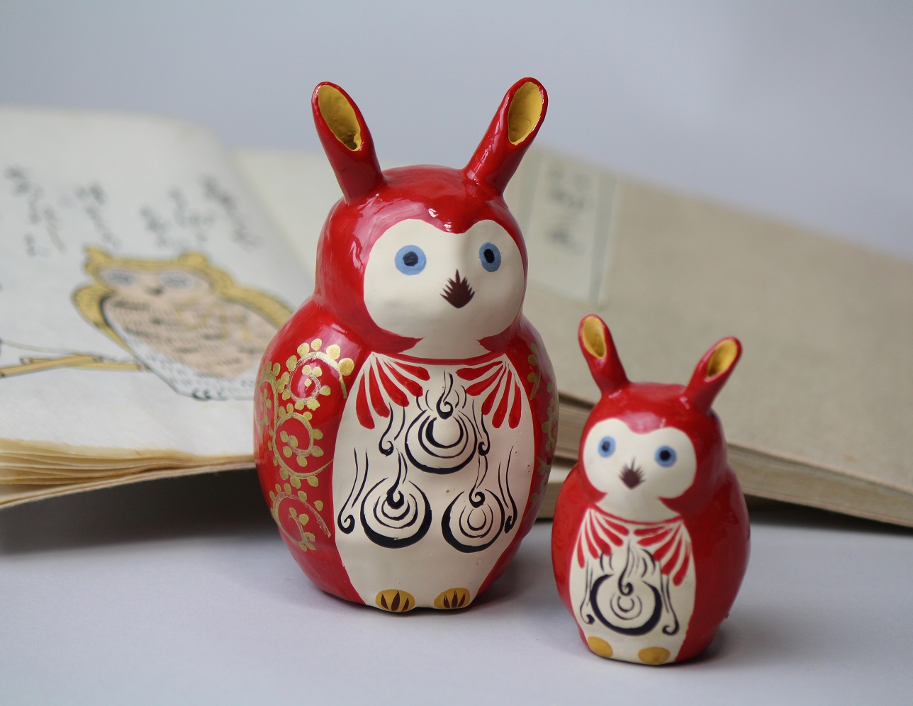 疱瘡除けの赤いみみずく」 | 日本玩具博物館