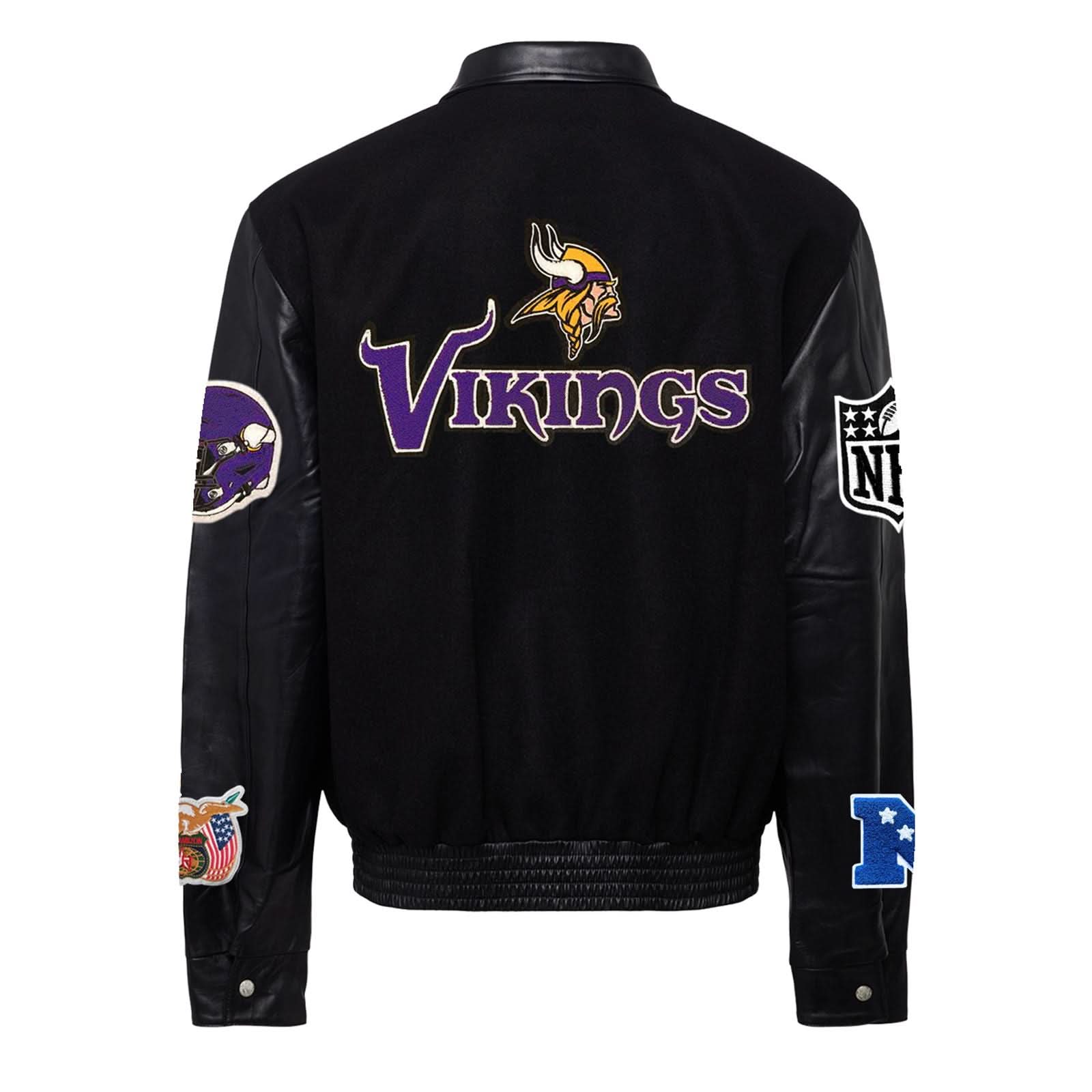 Minnesota Vikings Wool & Leather Varsity Jacket Black/Black