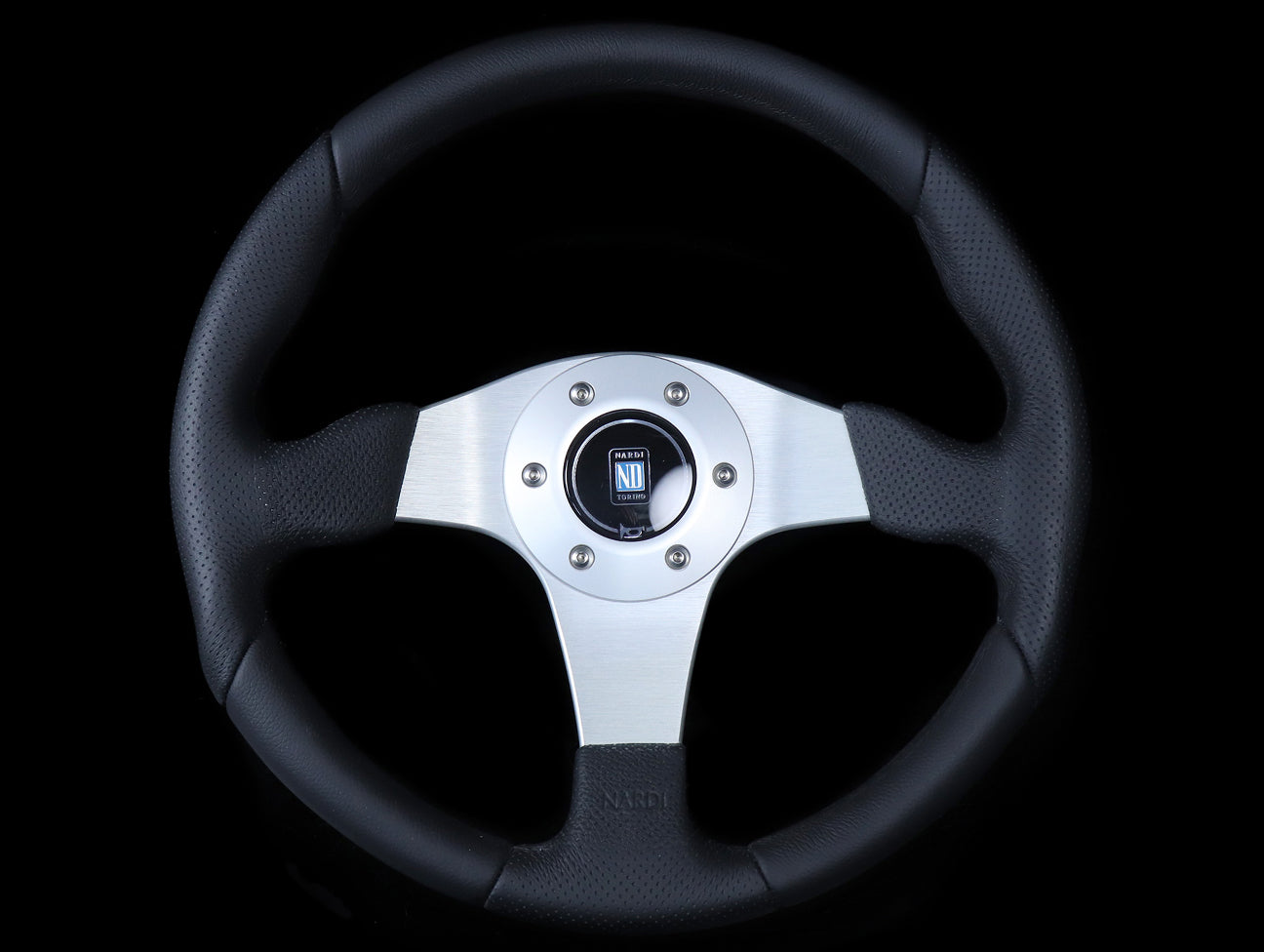 Nardi Basic 350mm Steering Wheel - Black Leather / Brushed Silver