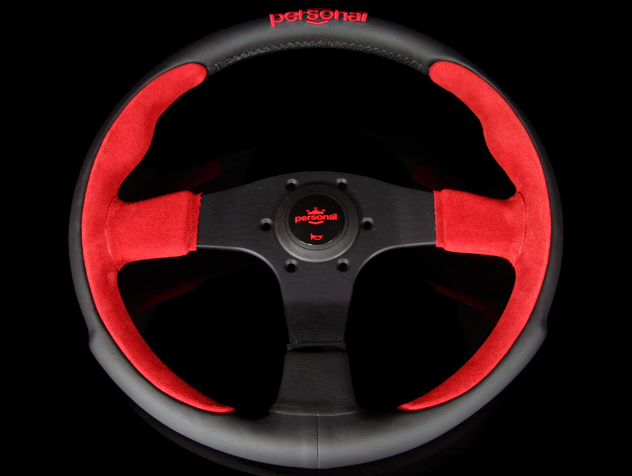 Personal Pole Position 350mm Steering Wheel - Black & Red Leather