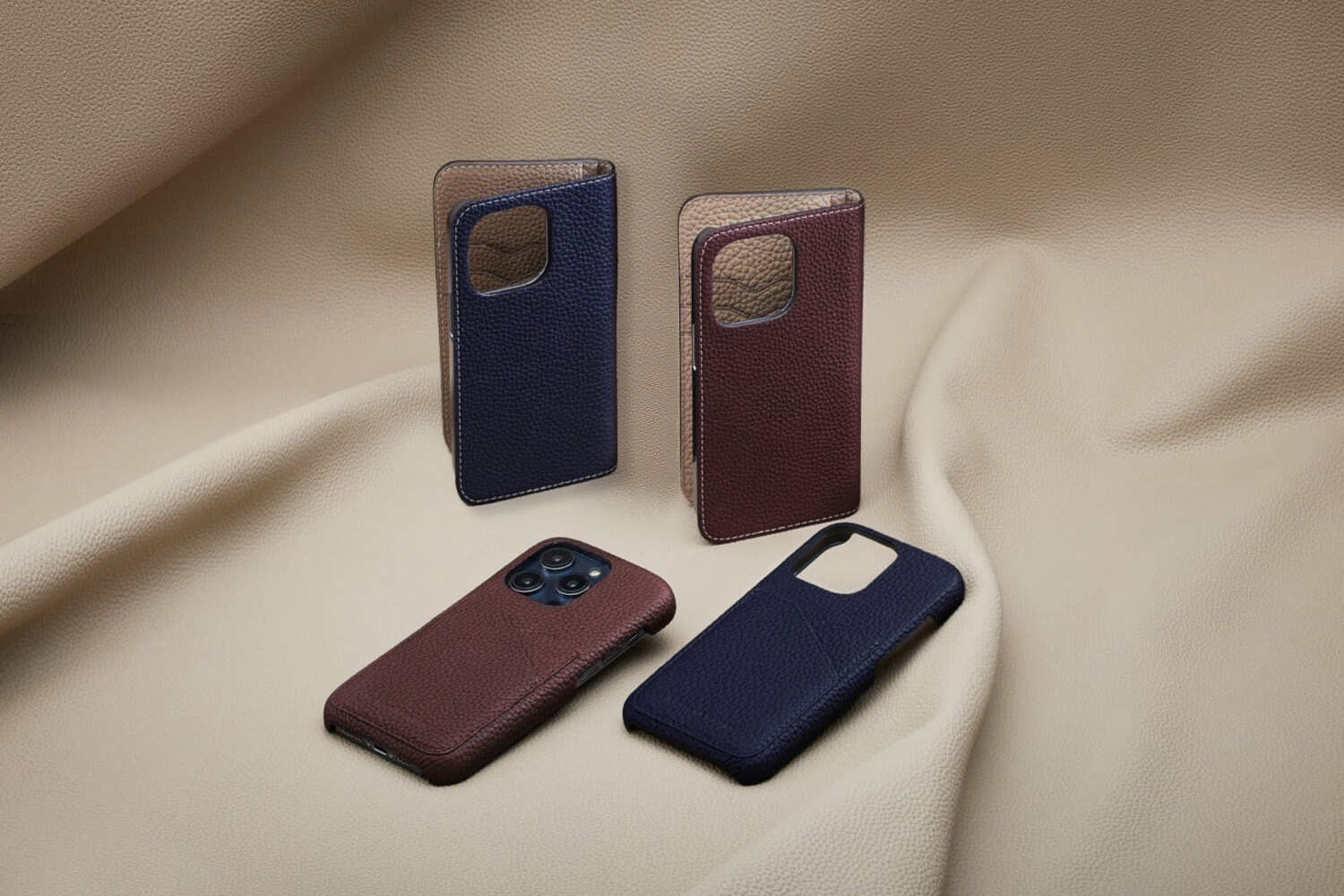 限定】ボルドー・ネイビー iPhoneケース