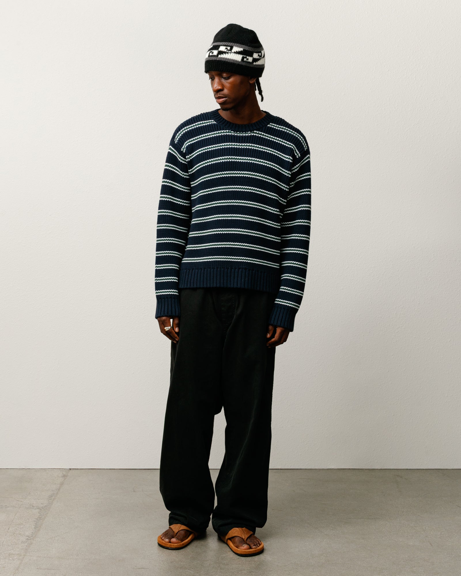 Chunky Cotton Stripe Sweater – Ocean | Tops & Knits | Stüssy Japan