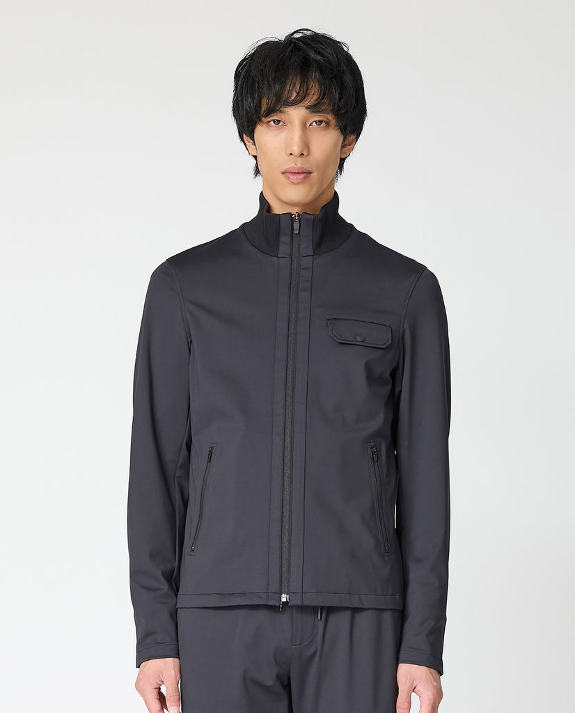 043_N 24HR-WEARABLE スタンドカラー ライダースリブブルゾン – K-3B