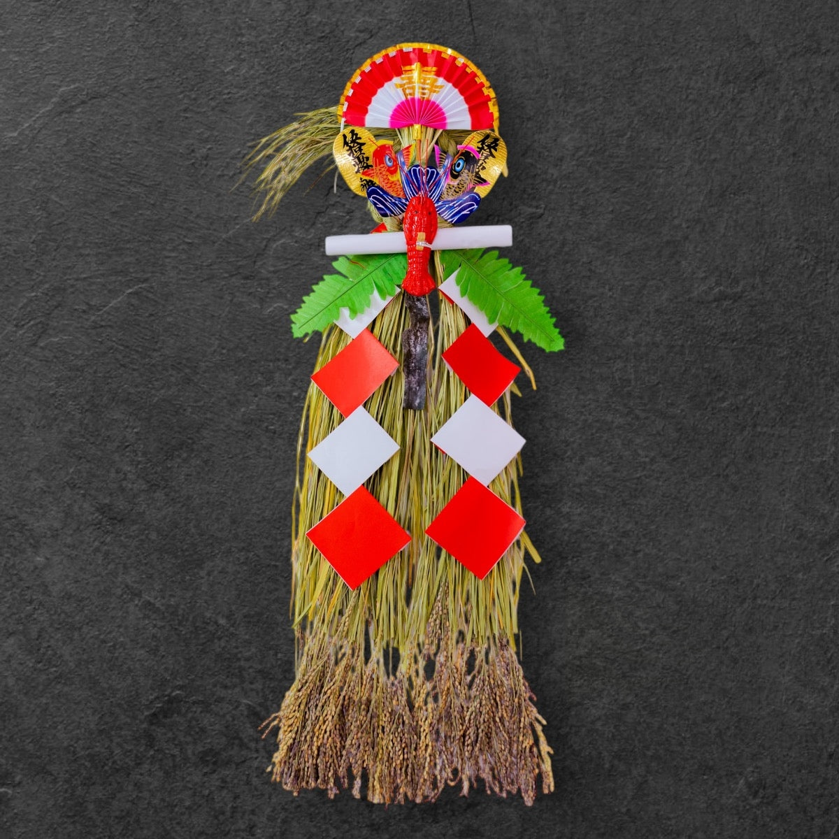 玄関飾り 穂付き(古代米) – しめ縄のかねくら