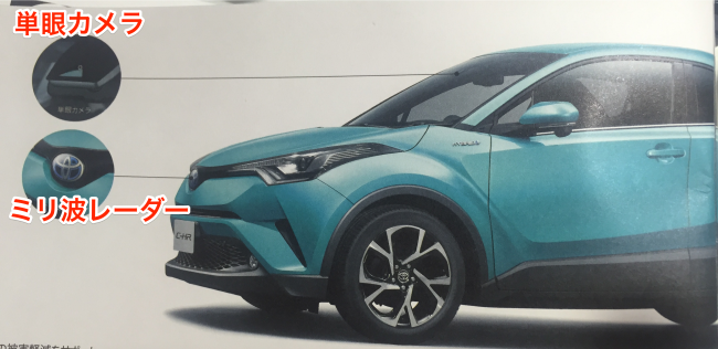 C-HRは事故を未然に防ぐため、自動ブレーキを含む4つの機能が搭載