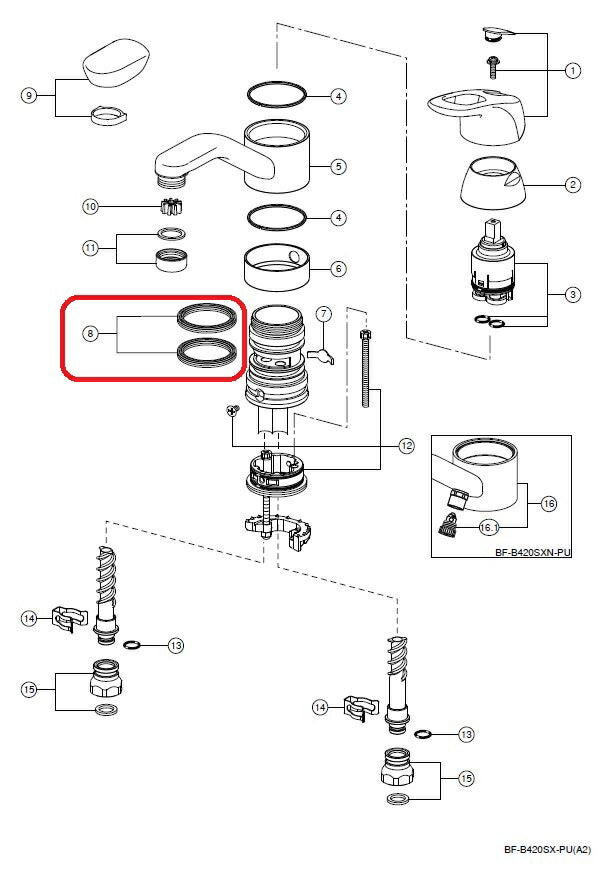 水栓部品 SF-HB420SYXパーツ Xパッキンセット(2個入) ネコポスにてお