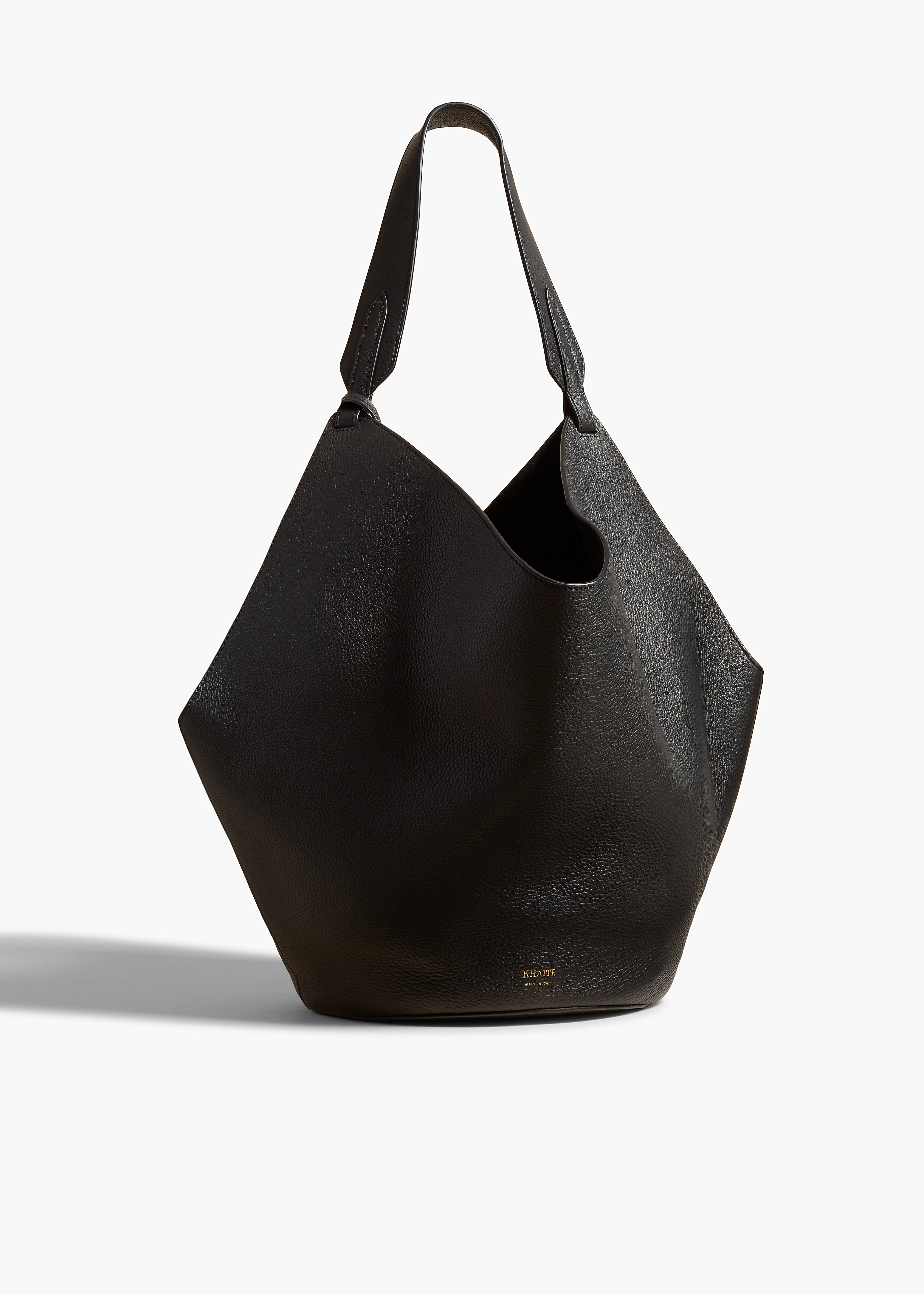 Medium Lotus Tote in Black Pebbled Leather – KHAITE